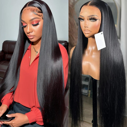 Straight Lace Front Wigs Human Hair Wigs for Women 180% Density 13x4 HD Lace Front Wigs Human Hair Pre Plucked with Baby Hair 9A Glueless Lace Frontal Wigs for Women Human Hair(18 inch)