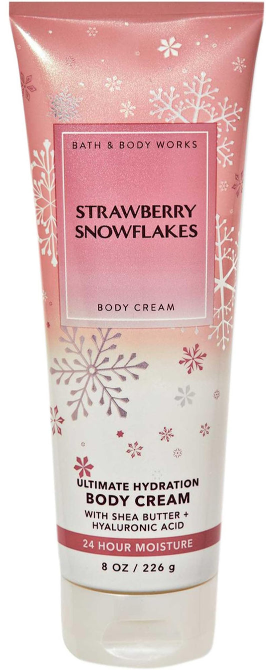 Bath & Body Works Strawberry Snowflakes Ultimate Hydration Body Cream Gift Set For Women, 8 Fl Oz (Strawberry Snowflakes)