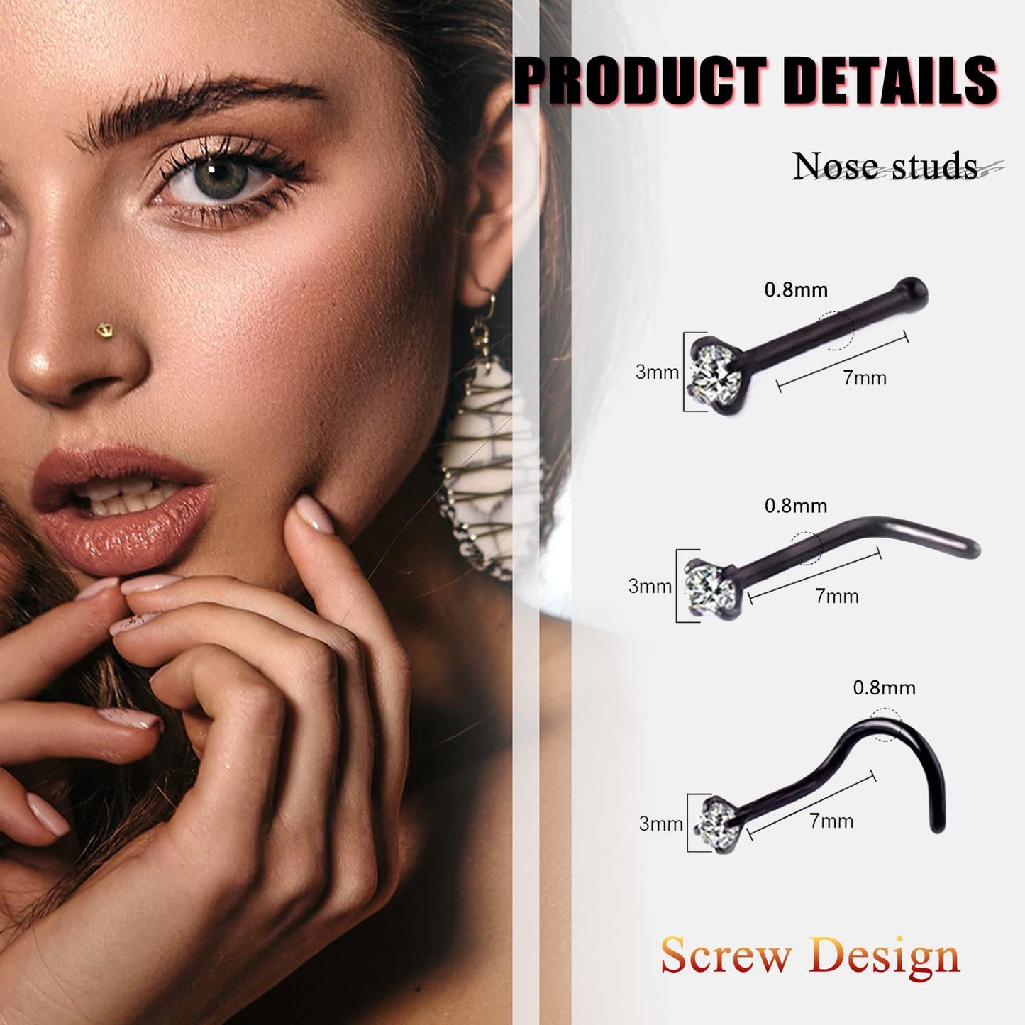 Unihubys Piercing Kit - 22Pcs Professional Nose Piercing Kit 20G Nose Rings Studs Piercing Needles Piercing Clamps Gloves Stainless Steel Body Jewelry for Womens Mens Piercing Kit