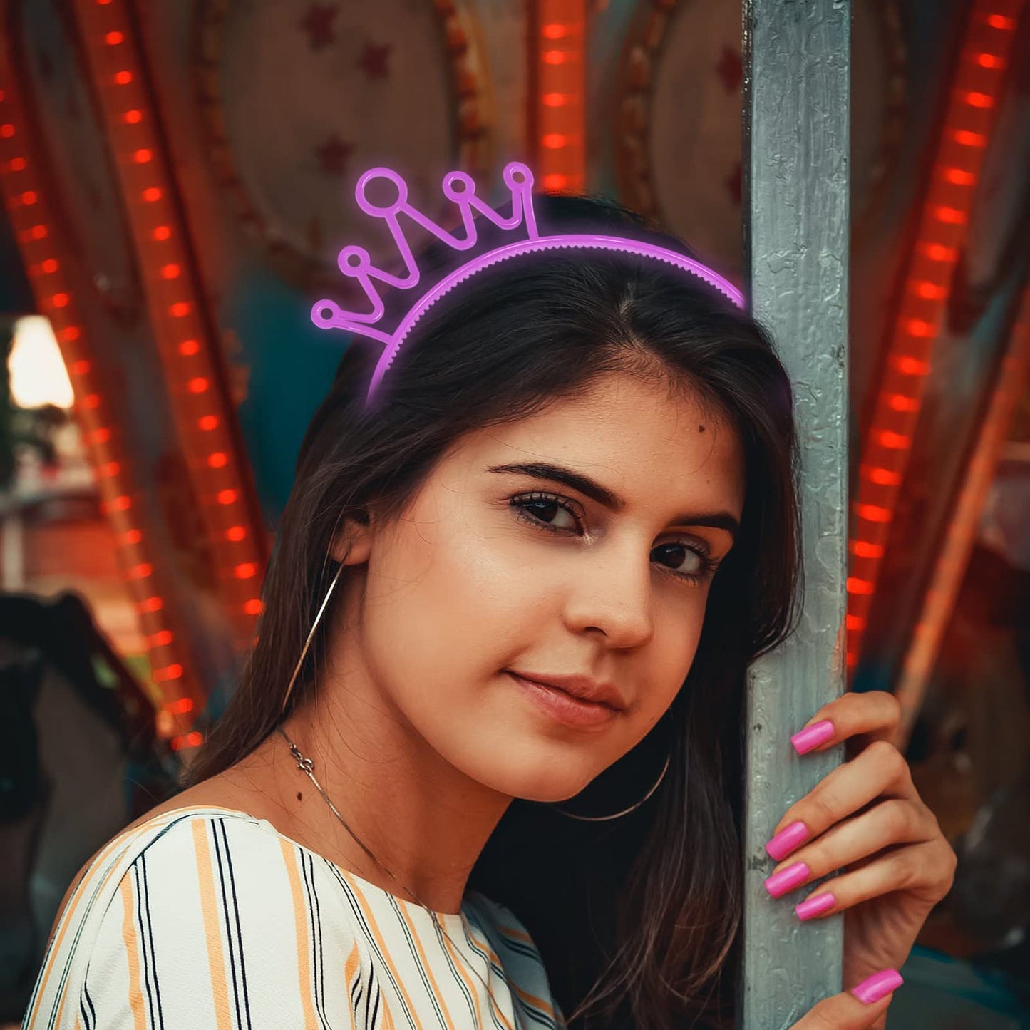 ZIRICHER 6 Colors Glow in the Dark Crowns Headbands, Plastic Light Up Hair Band Luminous Headband For Girls Party Crown Headbands