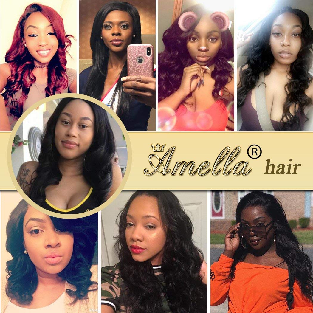 Amella Hair Brazilian Body Wave One Bundle 20inch 100% Unprocessed Brazilian Virgin Natural Black 8A Body Wave Human Hair Weft