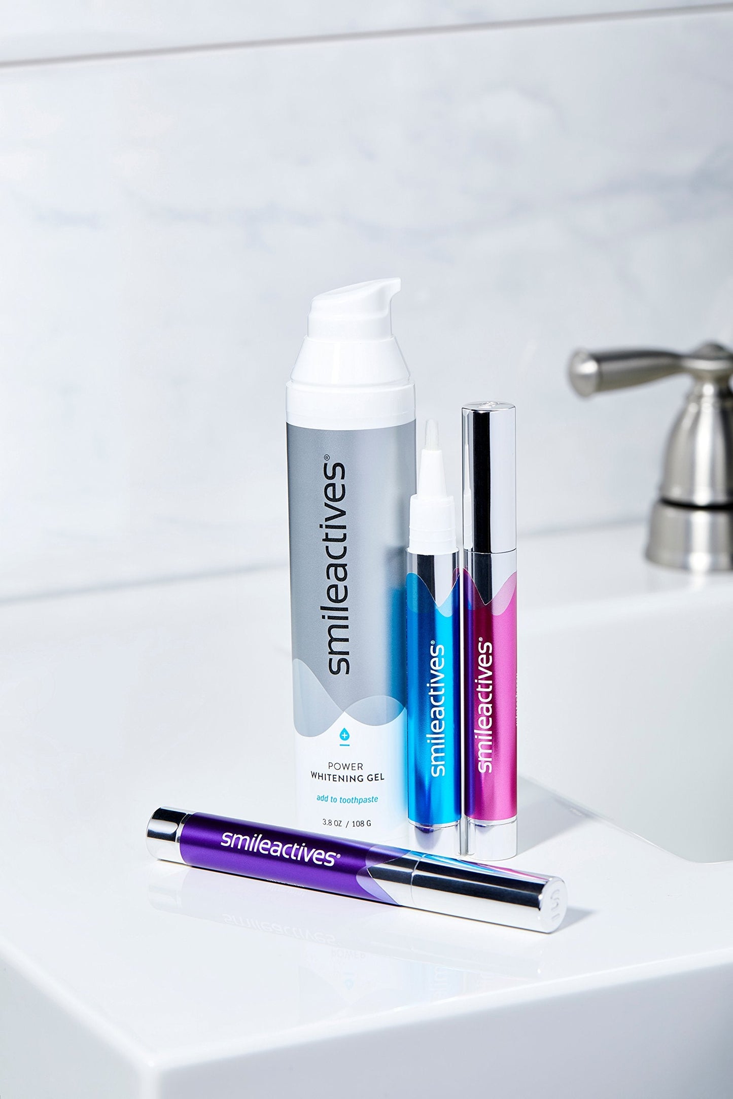 Smileactives Advanced Teeth Whitening Pen- with Tooth Whitening Gel for White Teeth, Vanilla Mint Duo Pack + Winterberry Duo Pack - Travel Size 0.11 Ounce Each