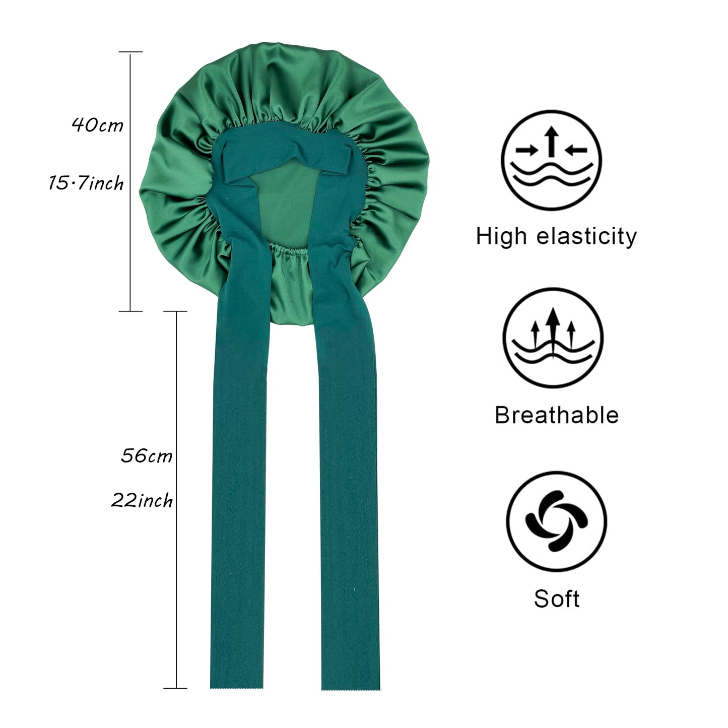 Satin Bonnet Silk Bonnet for Sleeping Women Hair Bonnet for Curly Hair Head Wrap Scarf Night Sleep Cap Bonnets for Black Woman Hair Accessories for Women Men Girls with Elastic Tie Band(Green)