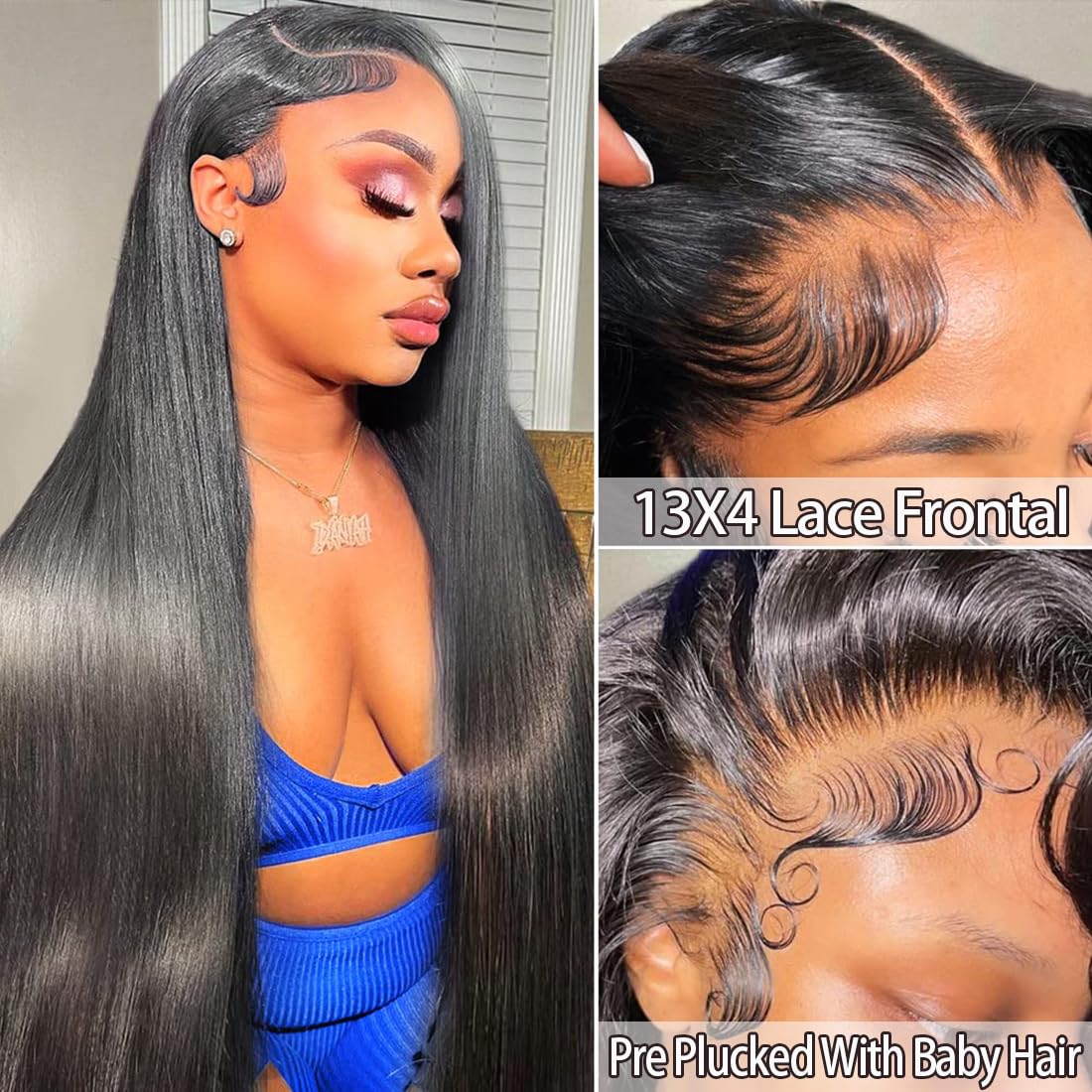 Straight Lace Front Wigs Human Hair Wigs for Women 180% Density 13x4 HD Lace Front Wigs Human Hair Pre Plucked with Baby Hair 9A Glueless Lace Frontal Wigs for Women Human Hair(18 inch)