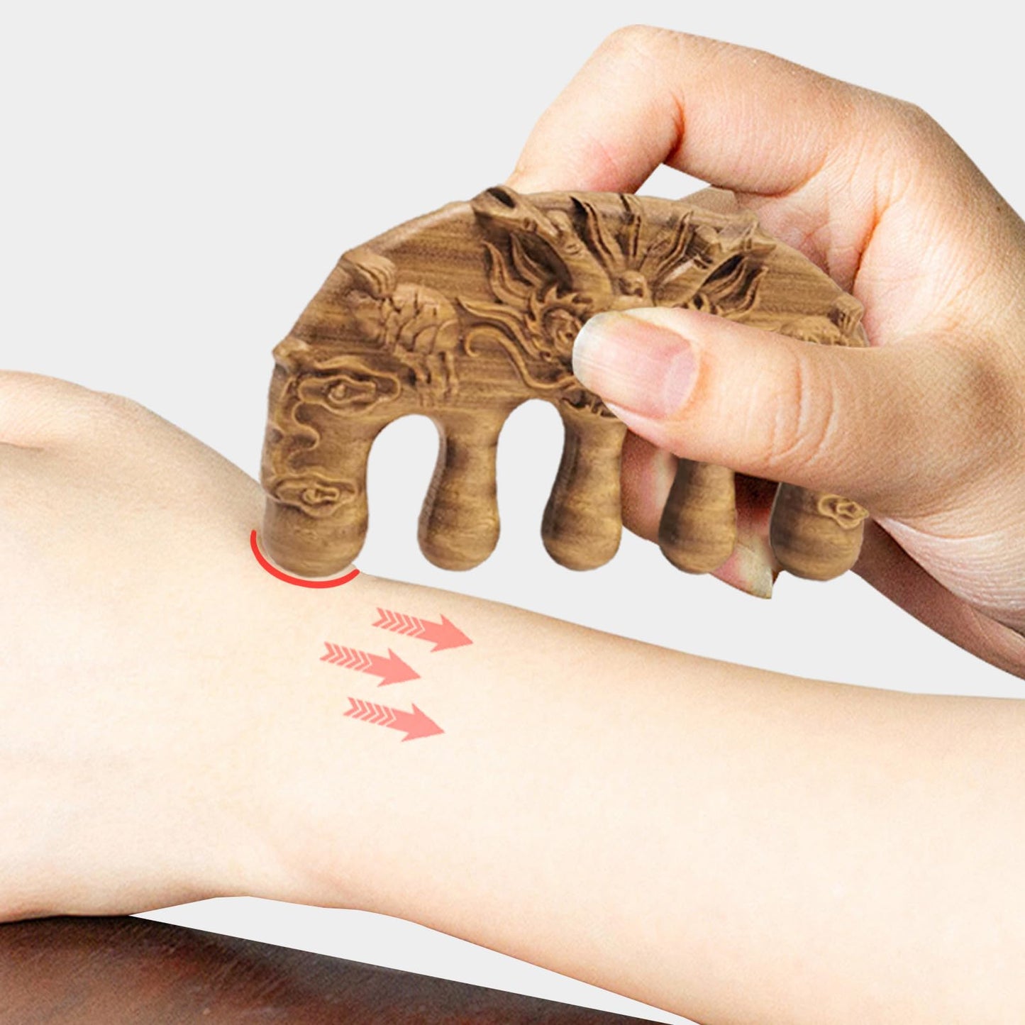 Rhinenet 3PCS Scalp Massager Natural Green Sandalwood Wood Massage Comb Wide Tooth Handmade No Static Head Massage Cute Animal Shapes Comb for Women Men Hair Neck Hands Legs Caring Tool (Dragon-3)