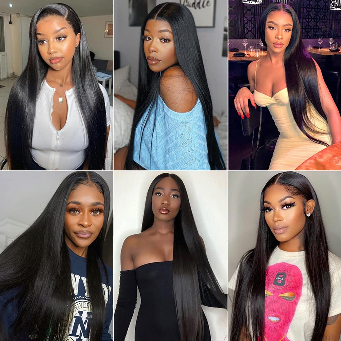 Straight Lace Front Wigs Human Hair Wigs for Women 180% Density 13x4 HD Lace Front Wigs Human Hair Pre Plucked with Baby Hair 9A Glueless Lace Frontal Wigs for Women Human Hair(18 inch)