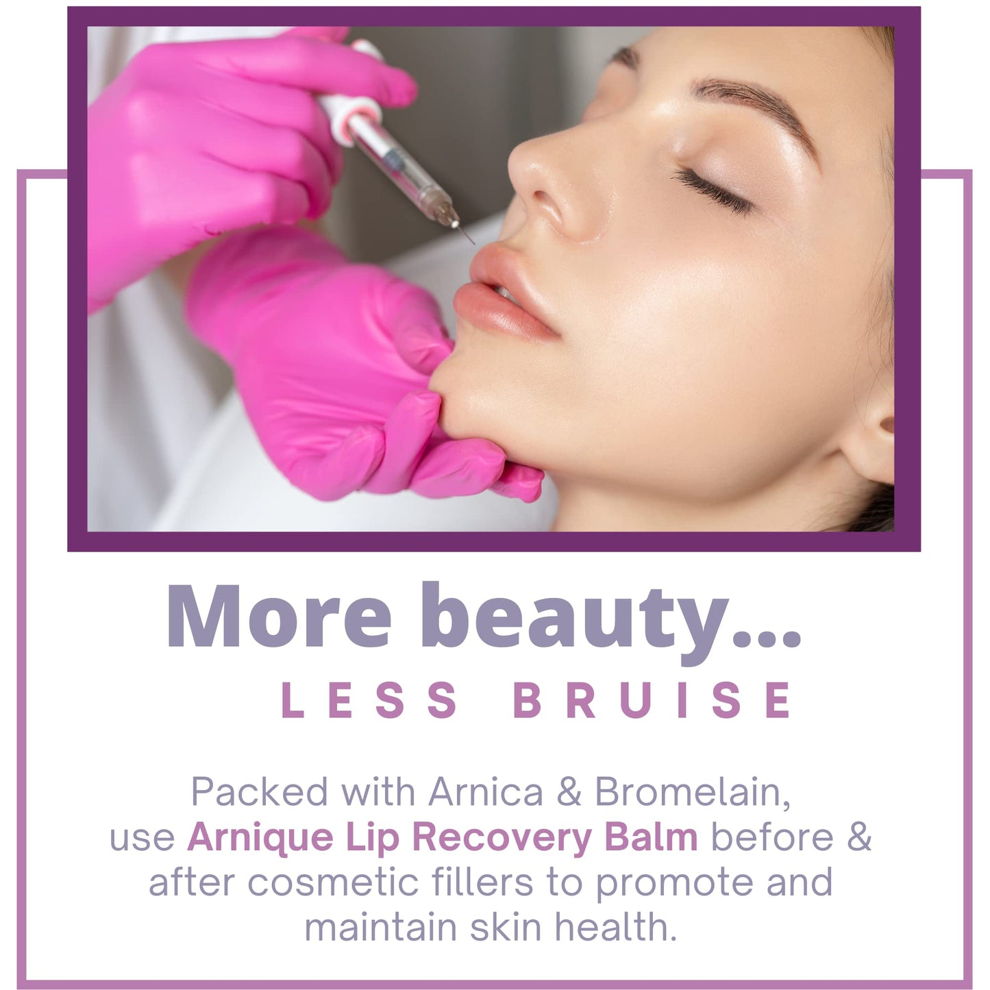 Arnique Arnica Lip Balm - for Filler Aftercare with Arnica Montana and Bromelain, Topical Bruise Balm Masque for Lip Flip Injections and Implant Surgery to aide with Bruising, Swelling and Redness