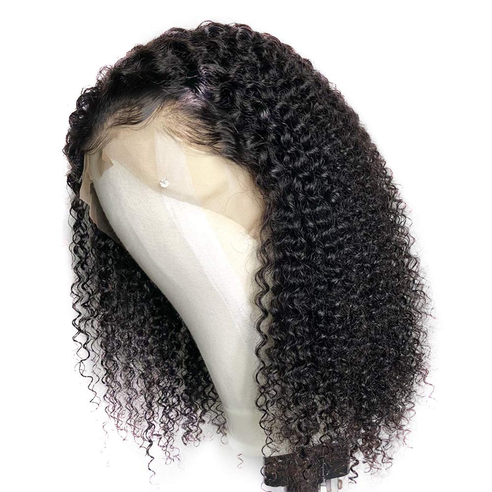 SINGLE BEST Curly Lace Front Wigs Human Hair Pre Plucked Brazilian Kinky Curly Lace Frontal Wig with Baby Hair 9A Natural Hair Wigs for Black Women(18inch)