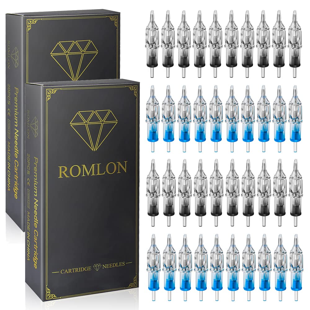 Romlon Tattoo Kit - Tattoo Pen Machine Kit Rotary Tattoo Pen Machine 2Pcs Power Supply 40Pcs Tattoo Needles Cartridge Tattoo Accessories for Beginner Tattoo Artist