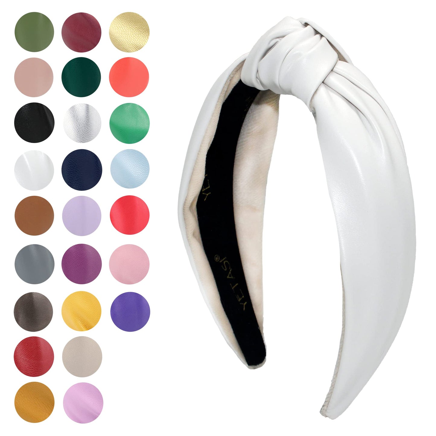 YETASI Headbands Women Off-White Leather, Headbands Girls Headbands Trendy, Womens Headbands are Knotted Headbands for Women's Hair, Cute Headbands for Women, Top Knot Fashion Designer