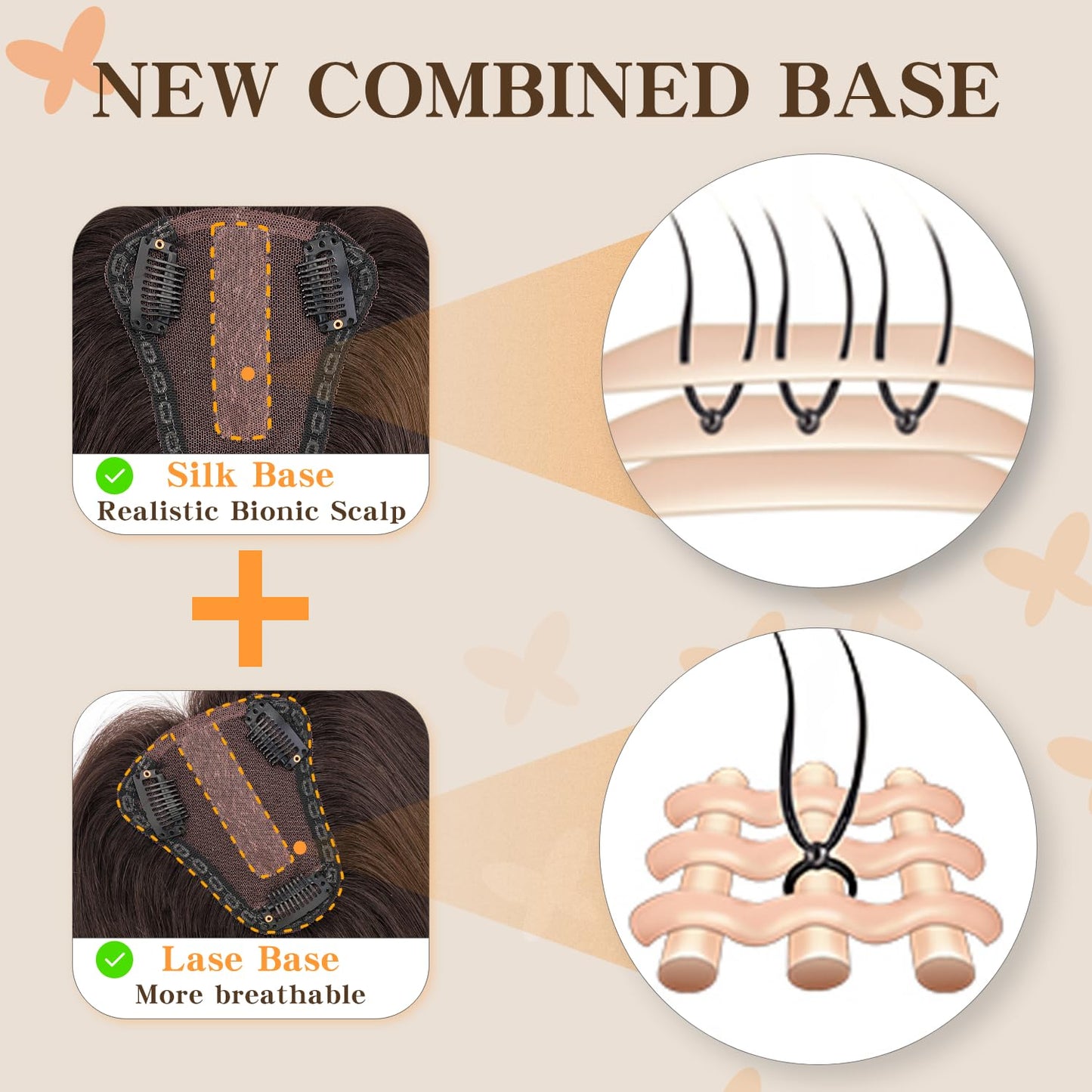 TESSHAIR Hair Toppers for Women Real Human Hair No Bangs Human Hair Toppers for Women 150% Density Toppers Hair Toppers for Thin Hair 10 Inch Toppers Hair Pieces for Women Natural Black #1B