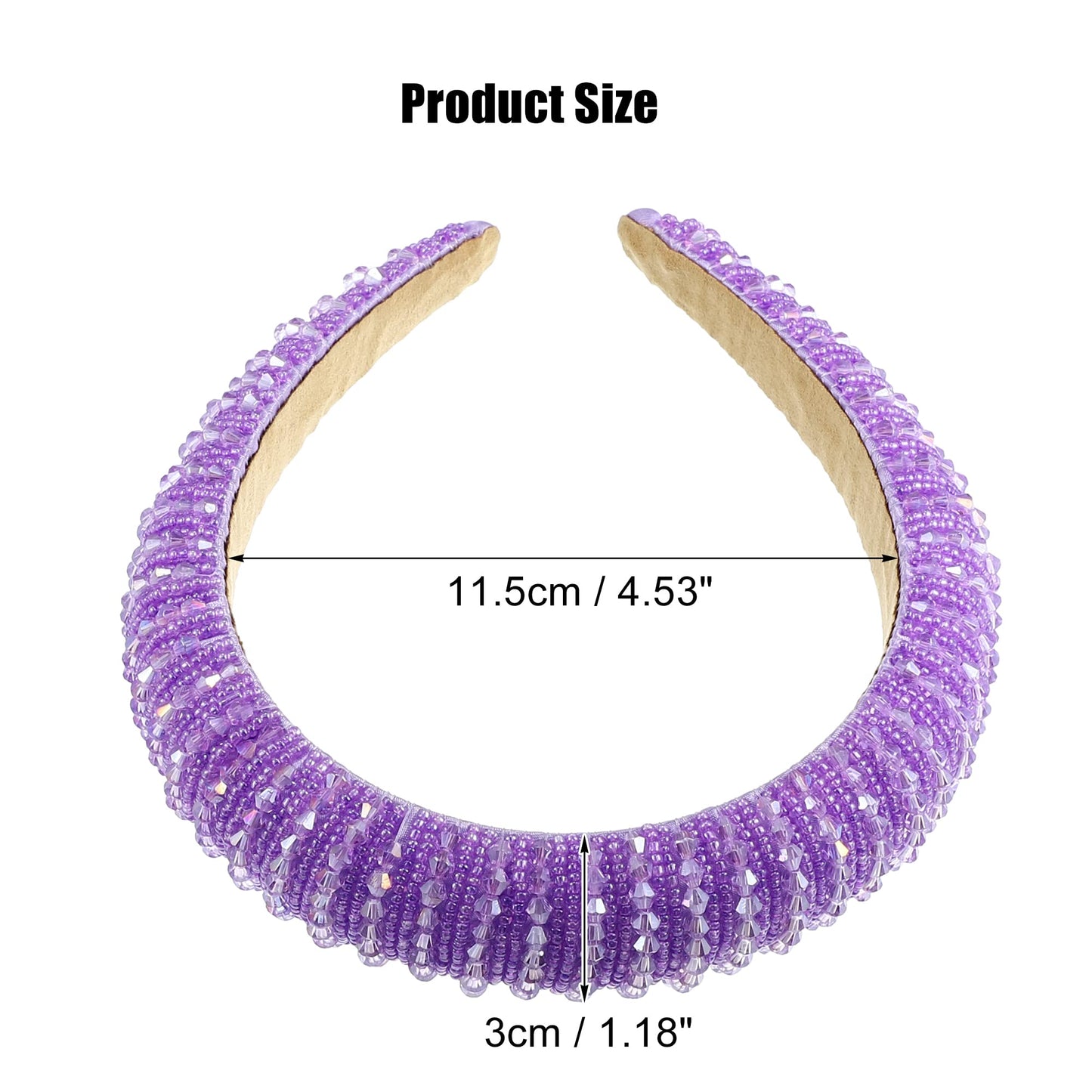VOCOSTE Crystal Headband, Rhinestone Hairband for Women, Purple, 1.2 Inch Wide