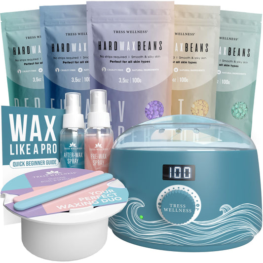 Tress Wellness Blue Wax Warmer Kit with White Wax Melting Bowl