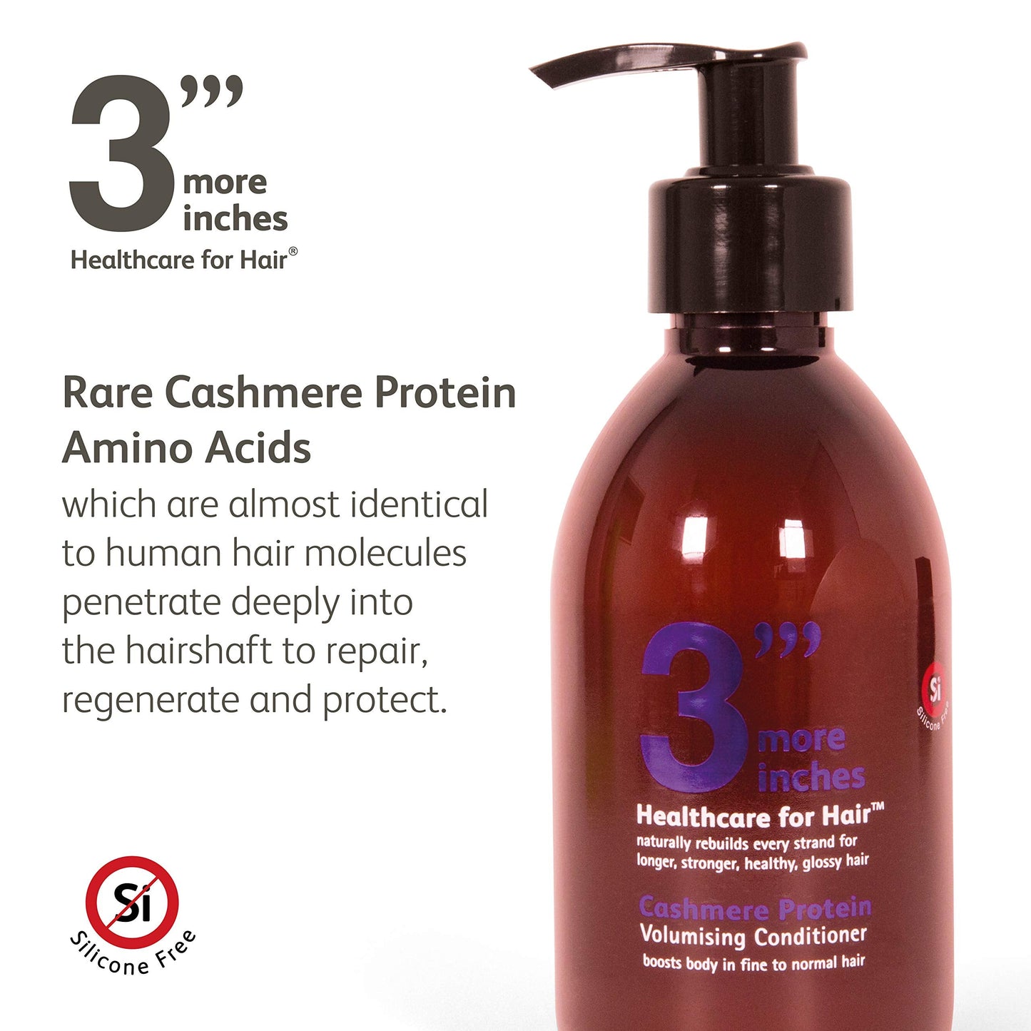 3'''More Inches Cashmere Protein Volumizing Conditioner 1000ml - Fine, Thin Hair Treatment - For Thicker, Fuller & Root Lifting Results - Coconut Oil, Silicone Free - Hair Care by Michael Van Clarke