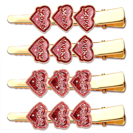 PHALIN 4PCS Valentine’s Day Hair Clips Rhinestone Heart Hairpins for Women Sweet Love Alligator Clips Barrettes Sparkling Styling Hair Accessory (4PCS E)