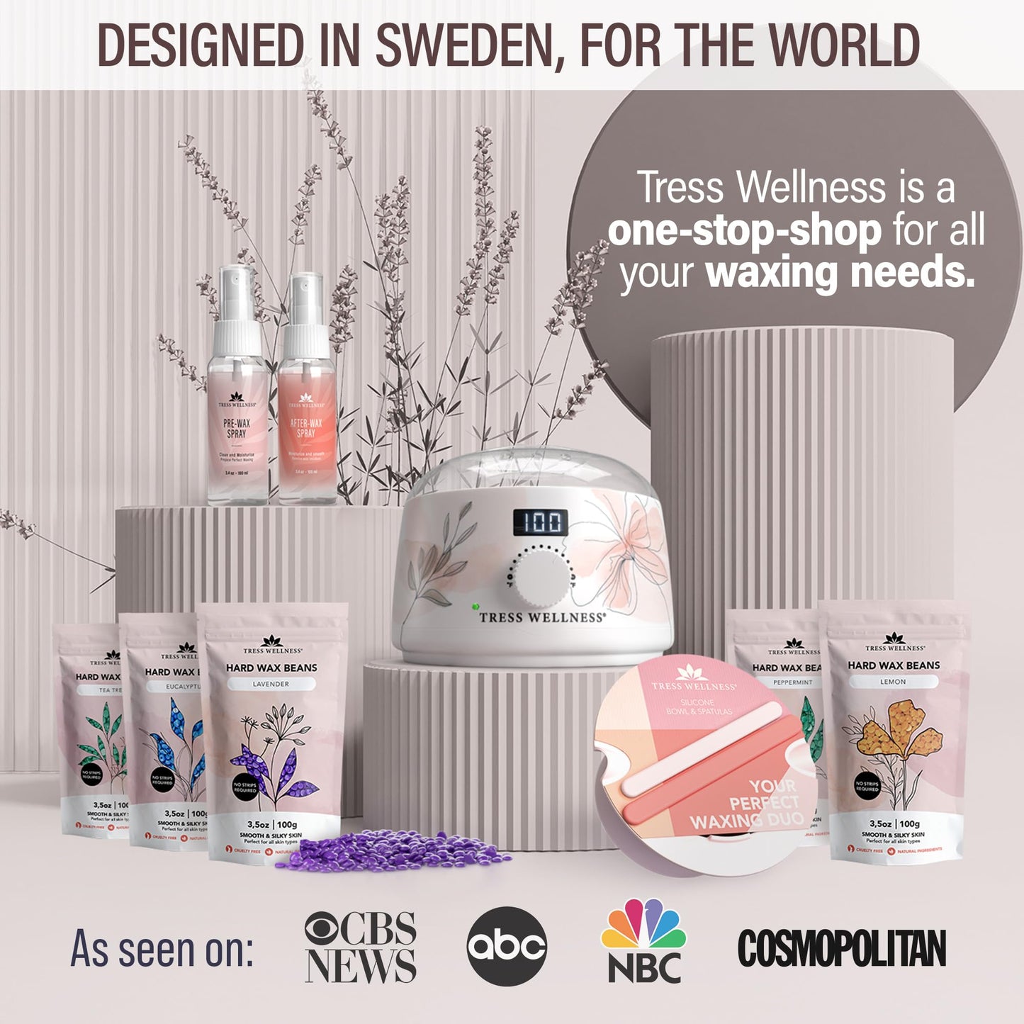 Tress Wellness Watercolor White Warmer kit with Light Pink Silicone Bowl