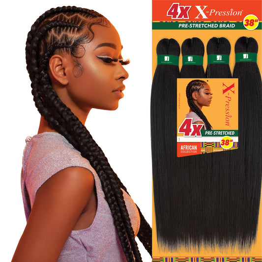 Sensationnel Xpression prestretched braiding hair - 4x xpression 38 inch flame retardant smooth yaki braid - 4x x-pression 38 inch (1 pack, BG BURGANDY)