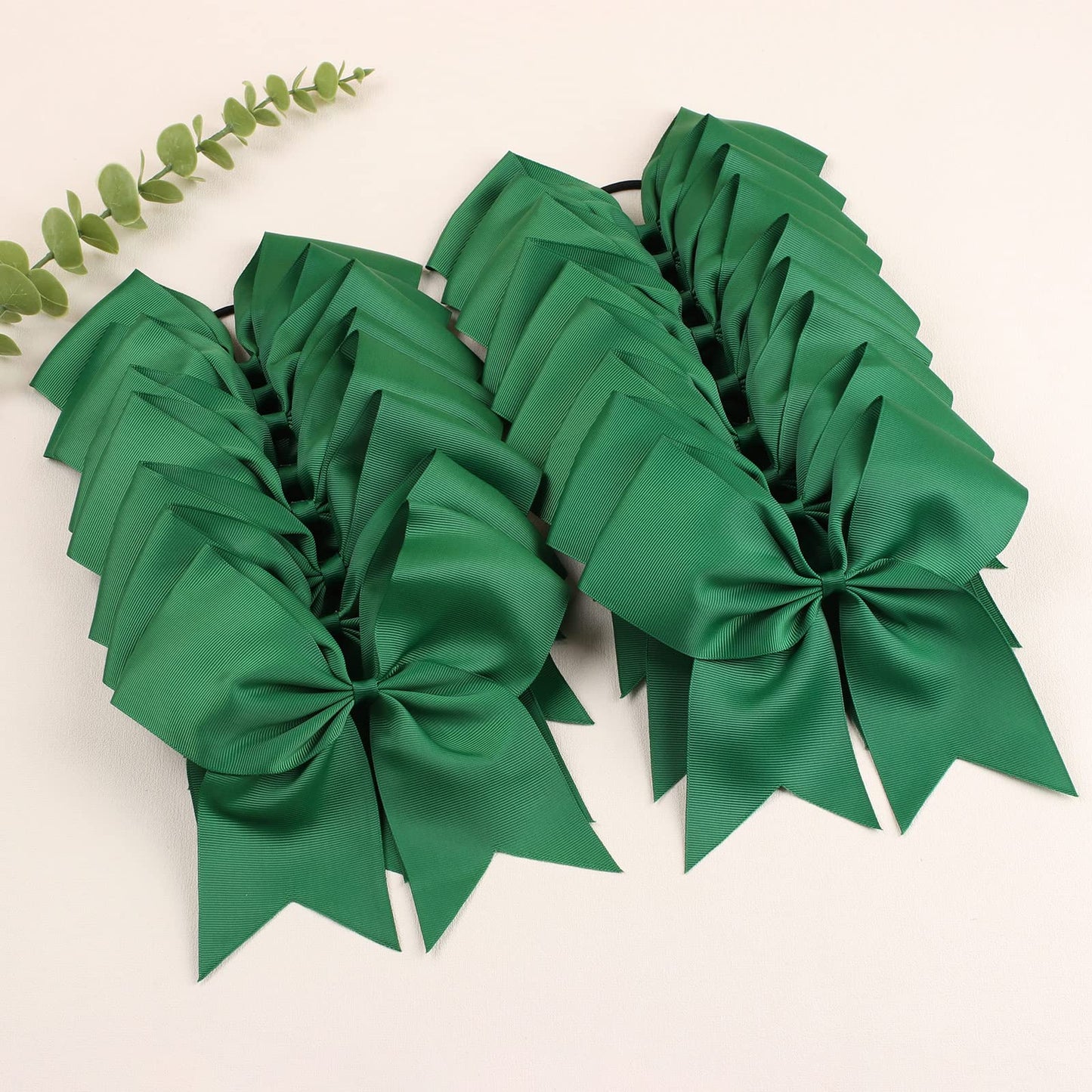 Oaoleer 21PCS 8" Large Cheer Bows Forest Green Bows Jumbo Cheerleader Bow with Ponytail Holder Elastic Band Handmade for Cheerleading Teen Girls College Sports