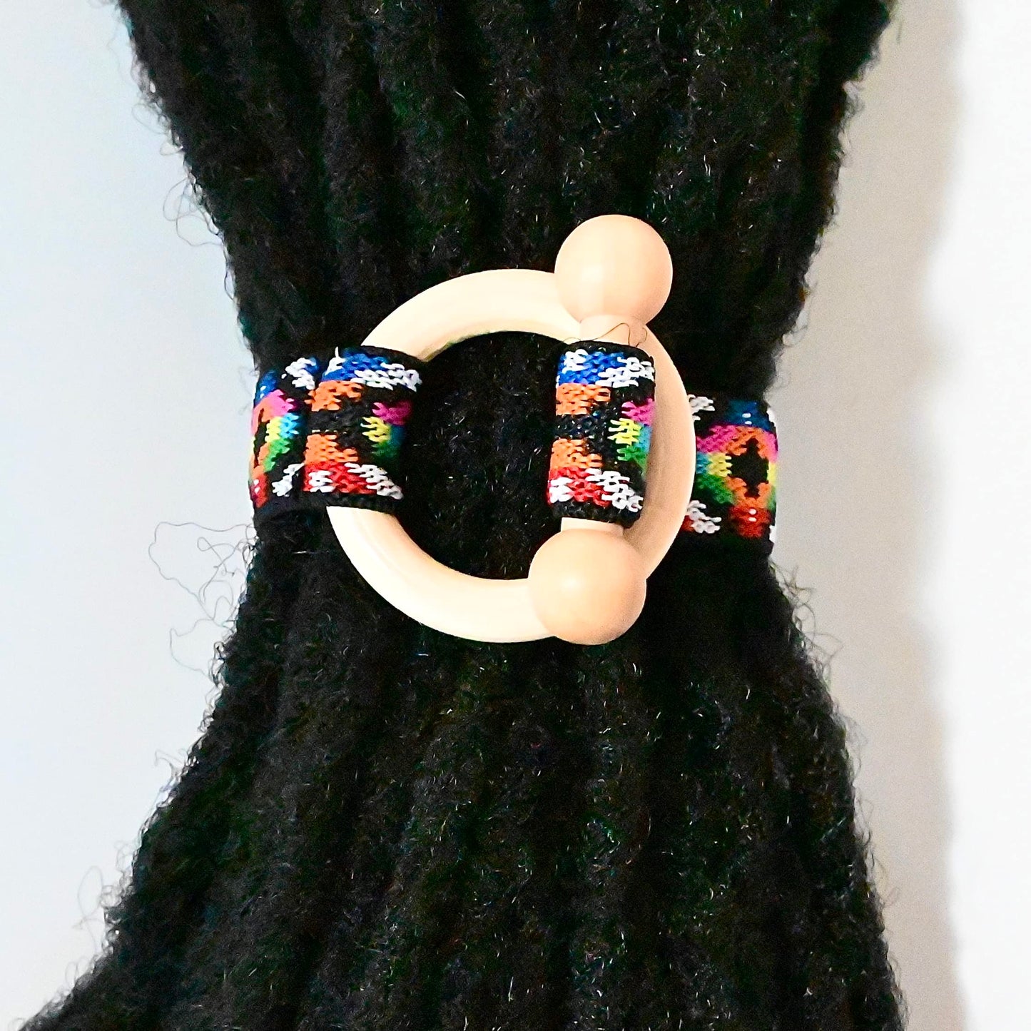 2 Pcs Toggle Hair Tie Dreadlock Accessories elastic ribbon Embedded Ponytail Holders Colorful Bohemian Style Loc Hair Accessories Long Dread Bands for Women Men (Rainbow,Yellow)