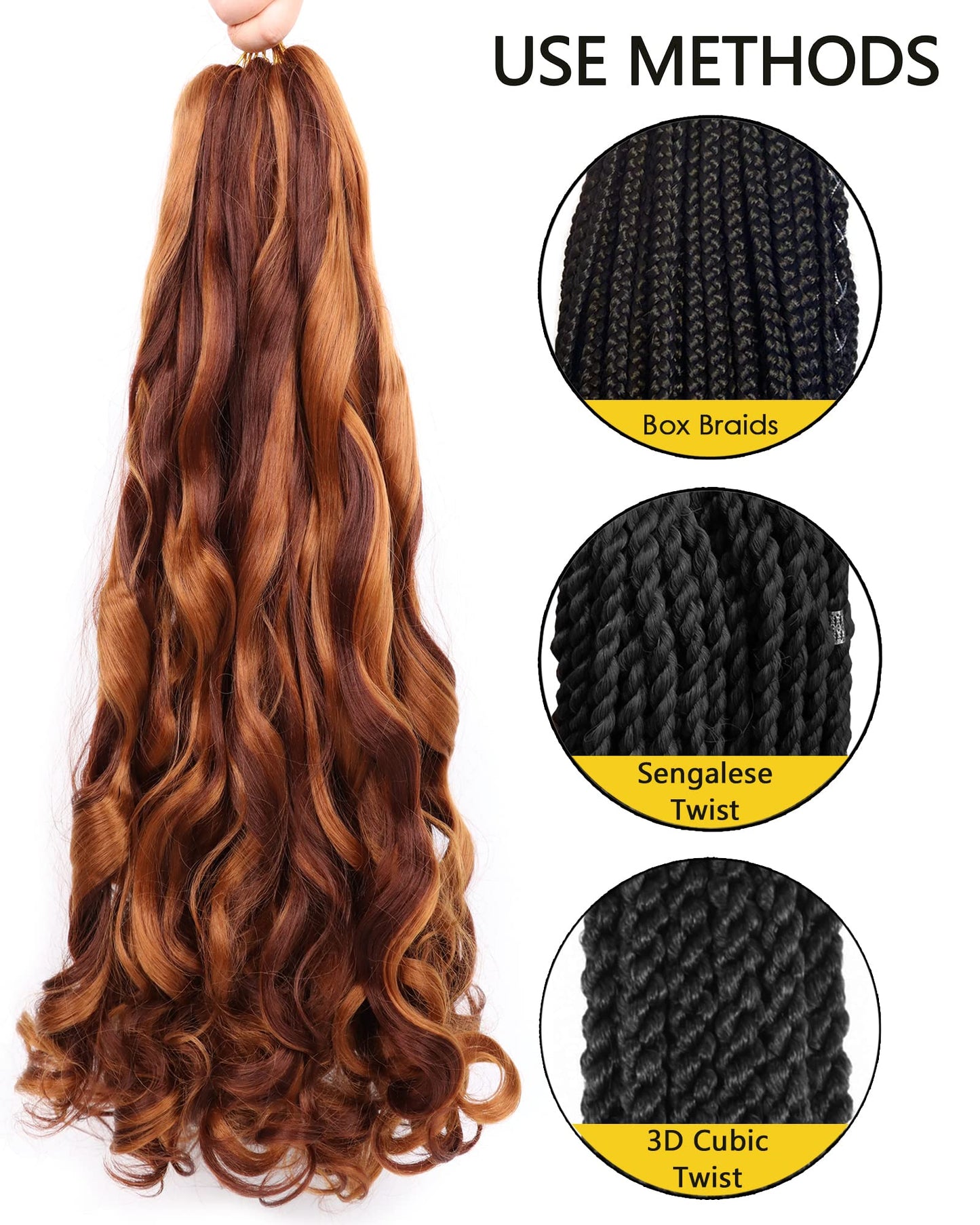 8 Pack French Curly Braiding Hair 20 Inch Pre Stretched Curly Braiding Hair Yaki Texture French Curl Braiding Hair Extensions for Black Women (20 Inch, 30/33)