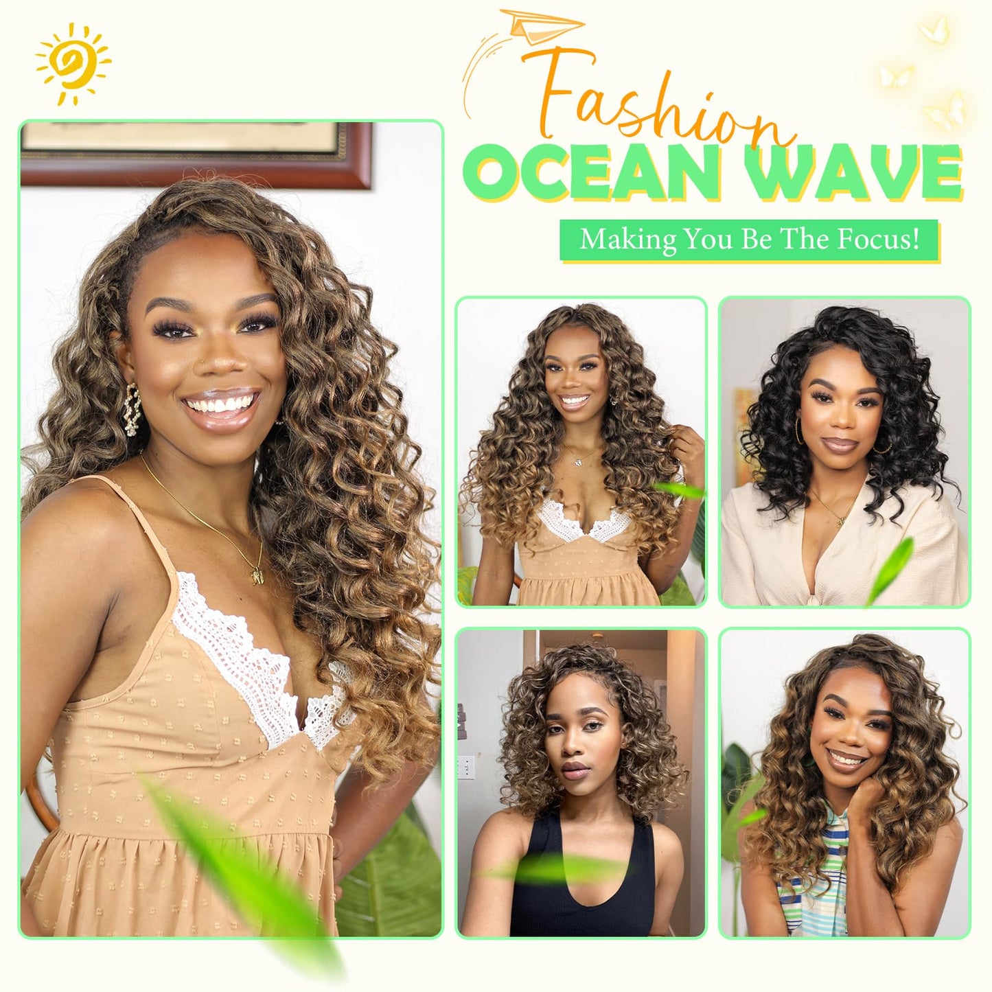 Ocean Wave Crochet Hair 9inch 7Pack Deep Wave Crochet Hair for Black Women Wet And Wavy Crochet Hair Beach Curl Crochet Hair Extensions T27…