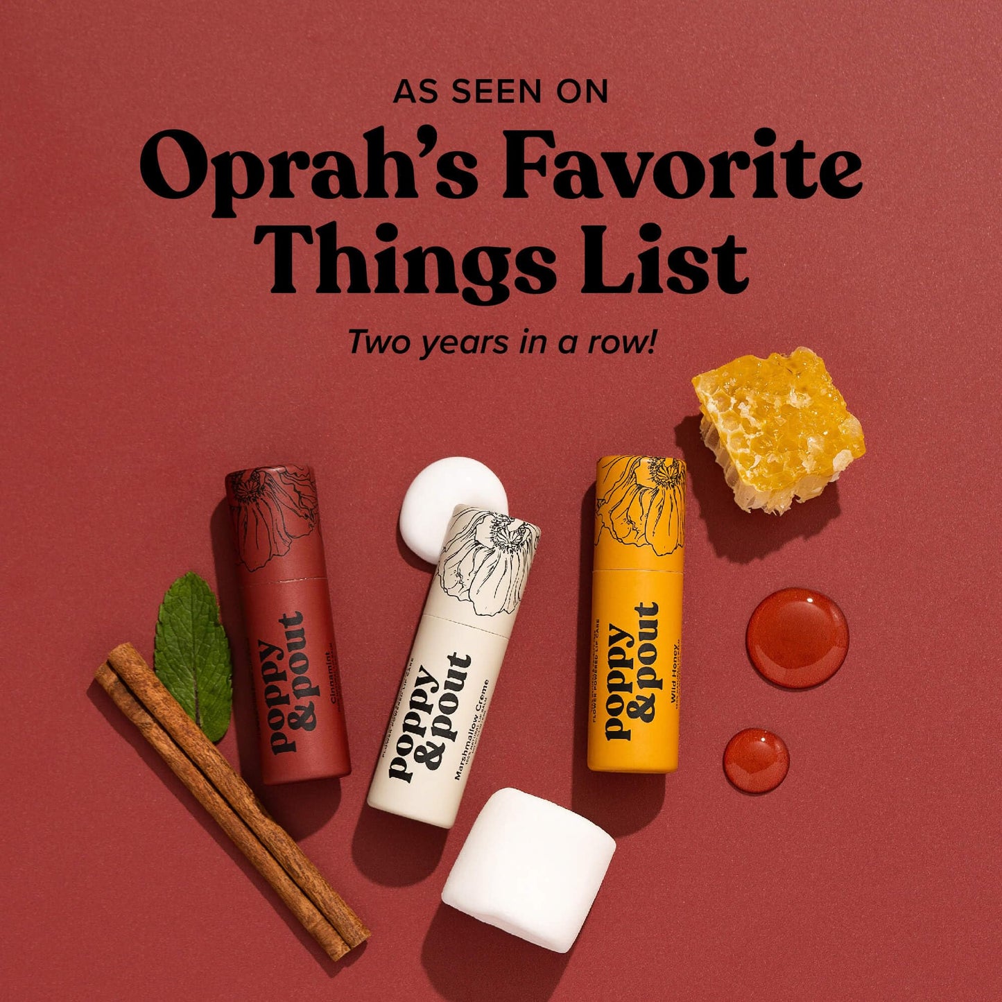 Poppy & Pout Cinnamint Jumbo Lip Balm | All Natural Lip Balms & Moisturizers | Hydrates with Beeswax, Vitamin E, Organic Coconut Oil | Cruelty-Free | Lip Balm in Recyclable Cardboard Tube