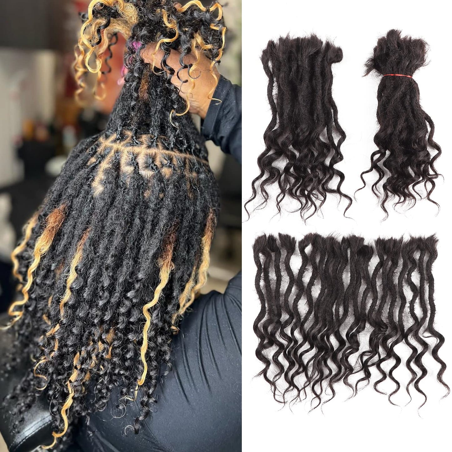 Orientfashion Human Hair Dreadlocks Extensions Freego Curly End Goddess Locs 0.6cm Thickness Real Human Hair Full Head Handmade Can Be Dyed and Bleached Soft Dreadlocks(10Inch 0.6cm 20locs, T1b/30)
