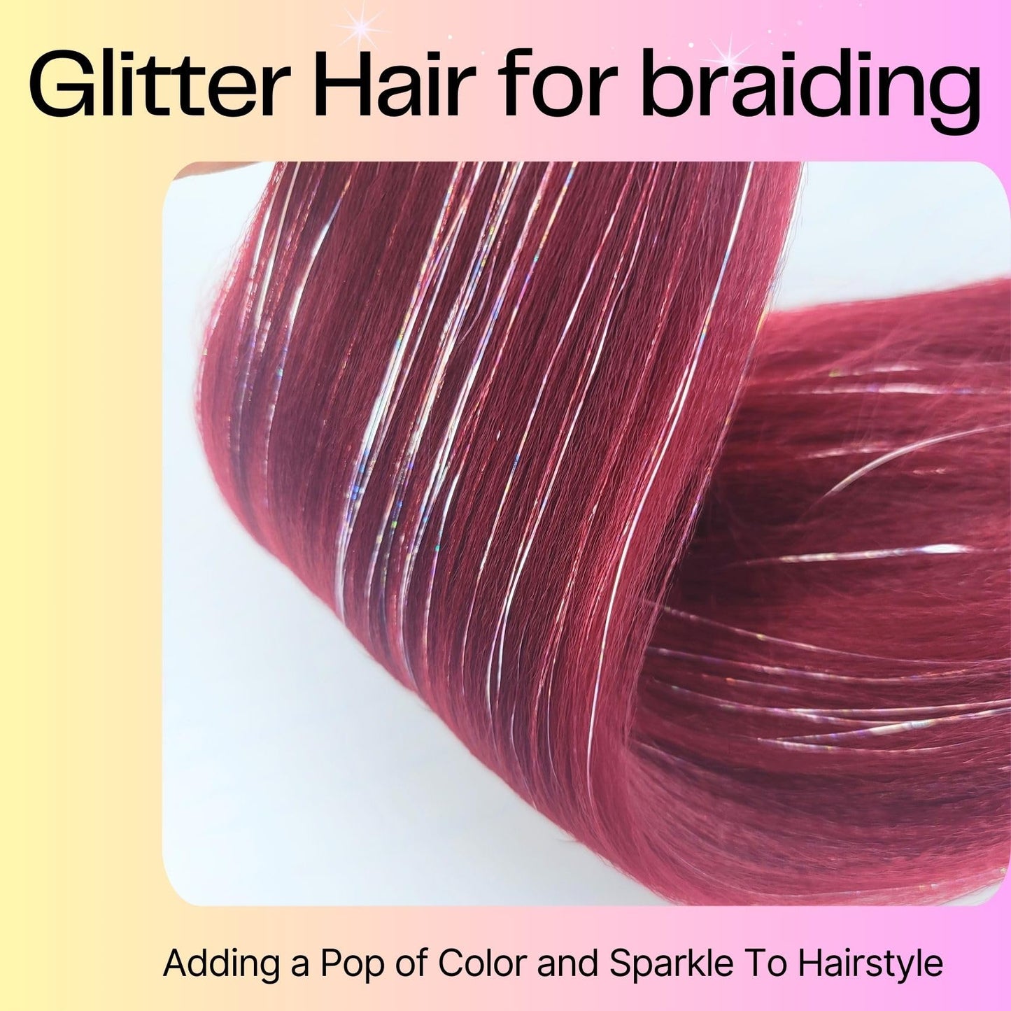 Burgundy Tinsel Braiding Hair Pre Stretched Box Synthetic Box Braids Tinsel Hair for Braiding(26Inch 4 Packs)