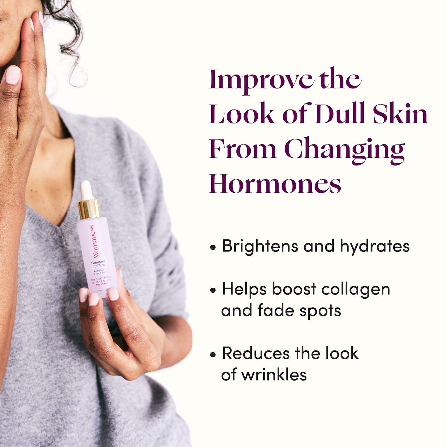 Womaness Menopause Skin & Neck Kit - Let's Neck - Firming & Decollete Wrinkle Serum (1.7 Fl Oz) + Fountain of Glow - Vitamin C Face Serum (50ml) + Eye Opener - Eye Cream (15ml) - 3 Products