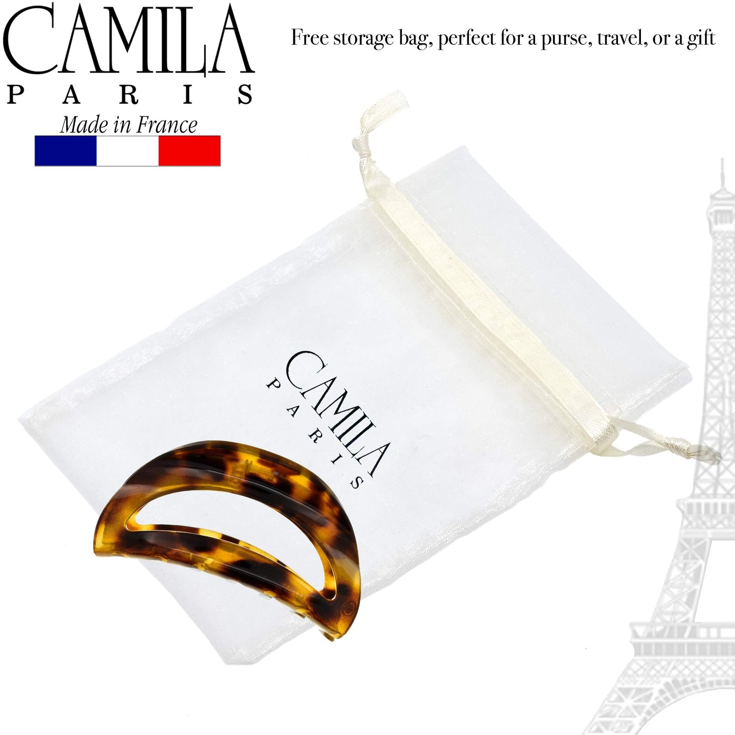 Camila Paris CP1573 French Hair Clip for Women Thick Hair for Long Curly Wavy Hair, Girls Hair Claw Clips Jaw, Durable Styling Big Claw Clip for Thick Hair, Strong Hold No Slip Grip, Made in France