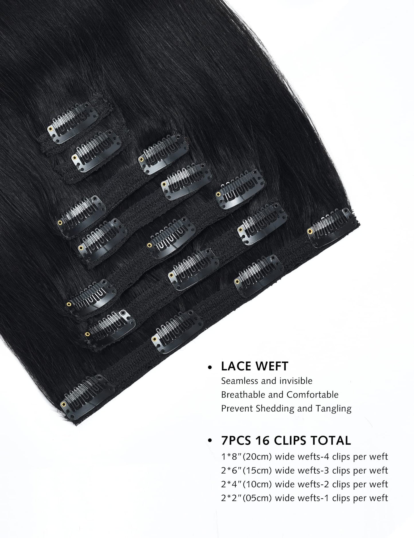 Yamel Remy Clip in Hair Extensions Human Hair 7Pcs 16 Clips Real Human Hair Extensions clip