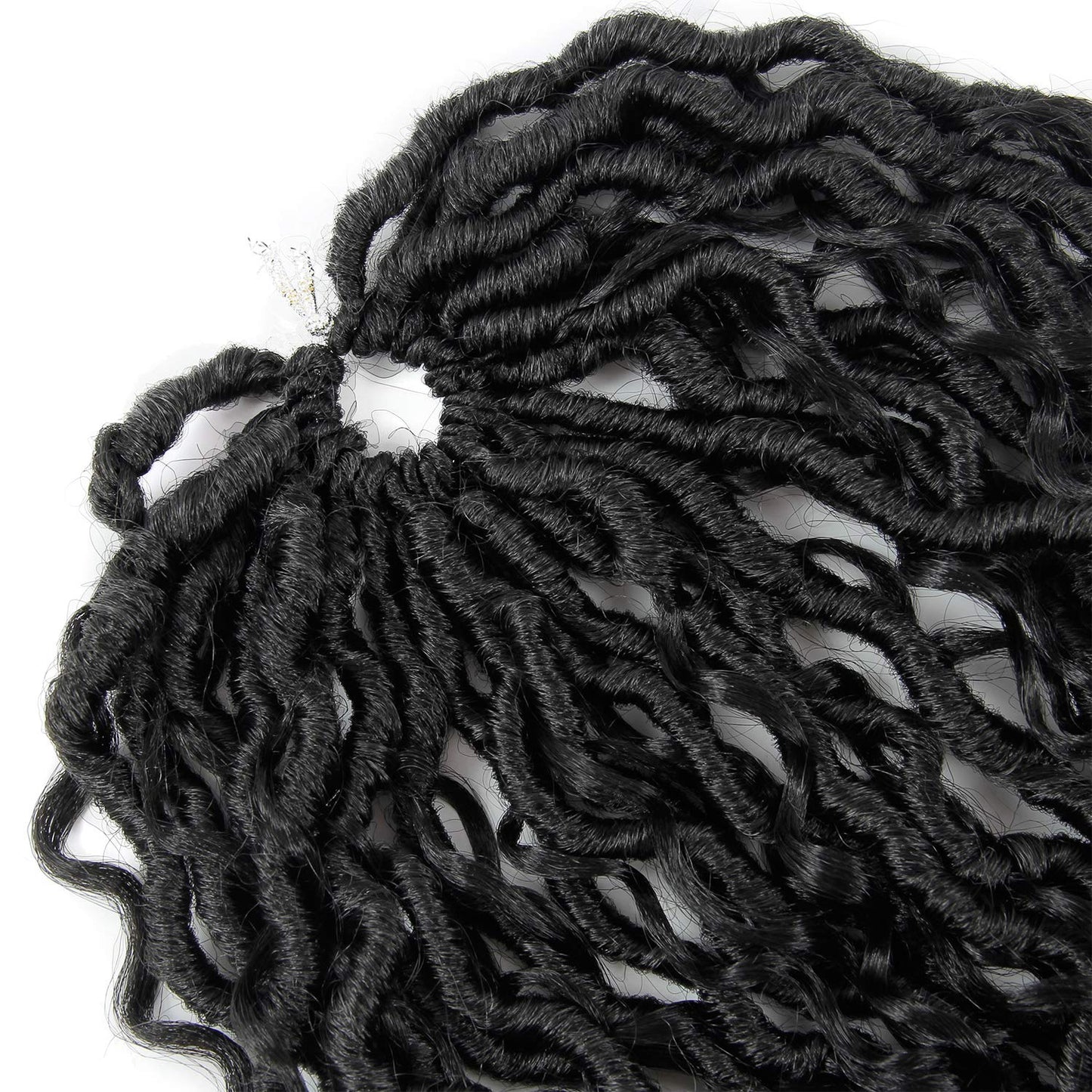 New Goddess Locs Crochet Hair Extensions 18Inch Pre-looped River Fauxs Locs Wavy Curly Fauxlocs Bohemian Crochet Braids 4Packs(1B, 18inch) …