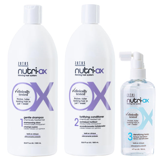 NUTRI-OX Gentle Shampoo & Conditioner & Tonic | Thicker, Fuller-Looking Hair | Color Treated Hair | Peppermint | Clinically & Dermatologically Tested | 33.8 Fl Oz