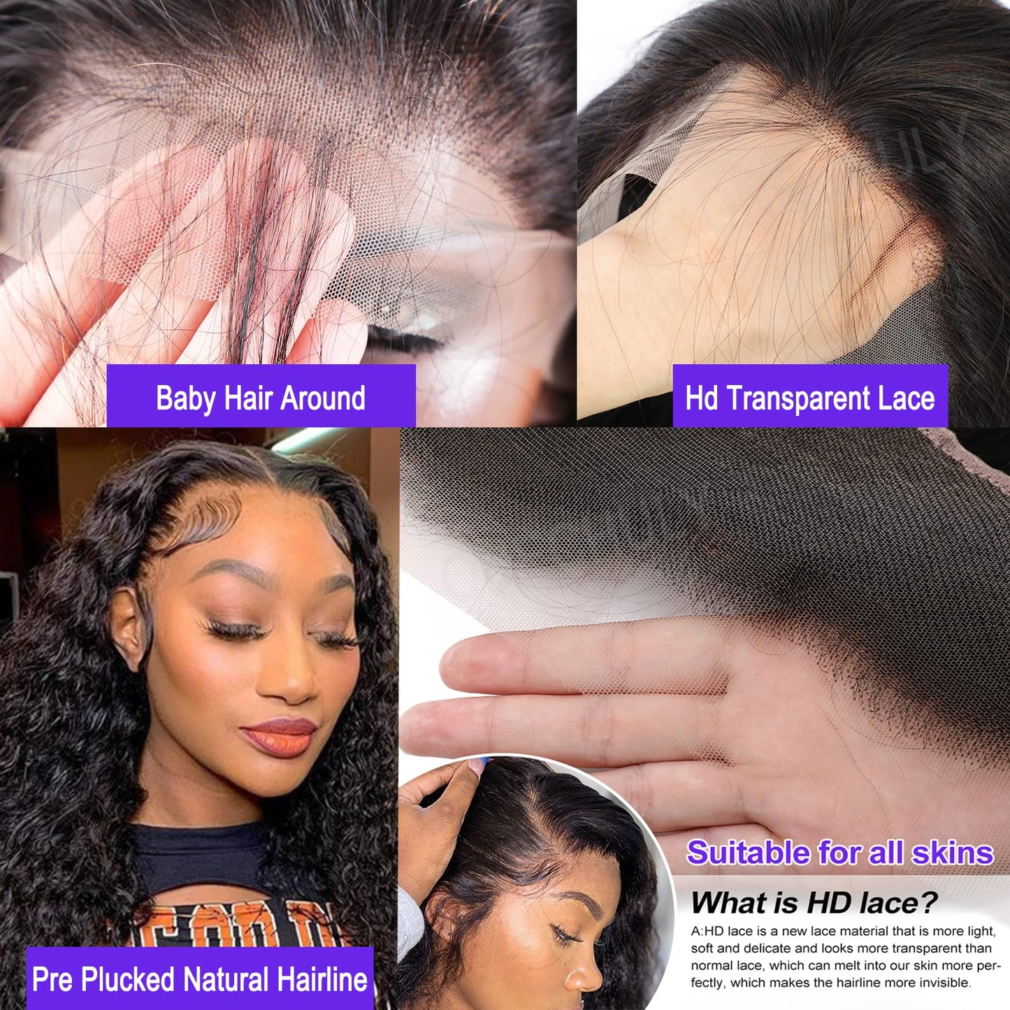 ONECHULY Water Wave Lace Front Wigs Human Hair 180% Density Pre Plucked with Baby Hair 13x4 Hd Transparent Water Wave Lace Frontal Wigs 22Inch Wear and go Glueless Wet and Wavy Wig for Women