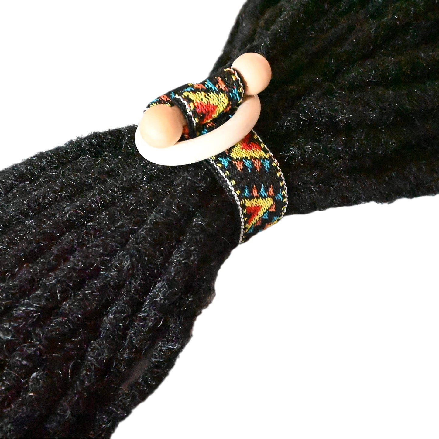 2 Pcs Toggle Hair Tie Dreadlock Accessories elastic ribbon Embedded Ponytail Holders Colorful Bohemian Style Loc Hair Accessories Long Dread Bands for Women Men (Rainbow,Yellow)