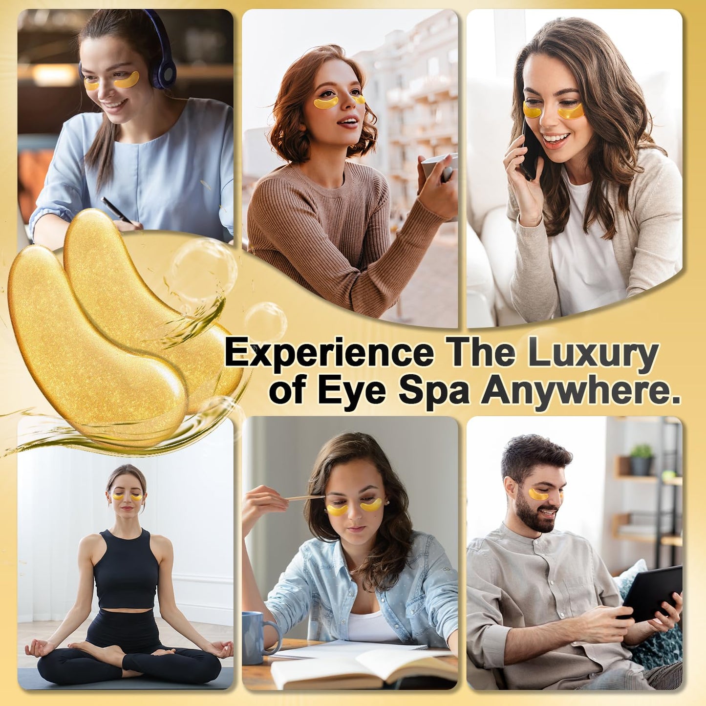 Tibobo Under Eye Patches (24 Pairs) - 24K Gold Eye Masks Enriched with Abundant Collagen | Diminish Dark Circles and Puffiness | Anti-Aging, Smooth Fine Line, Nourish Skin - Christmas Gifts for Women