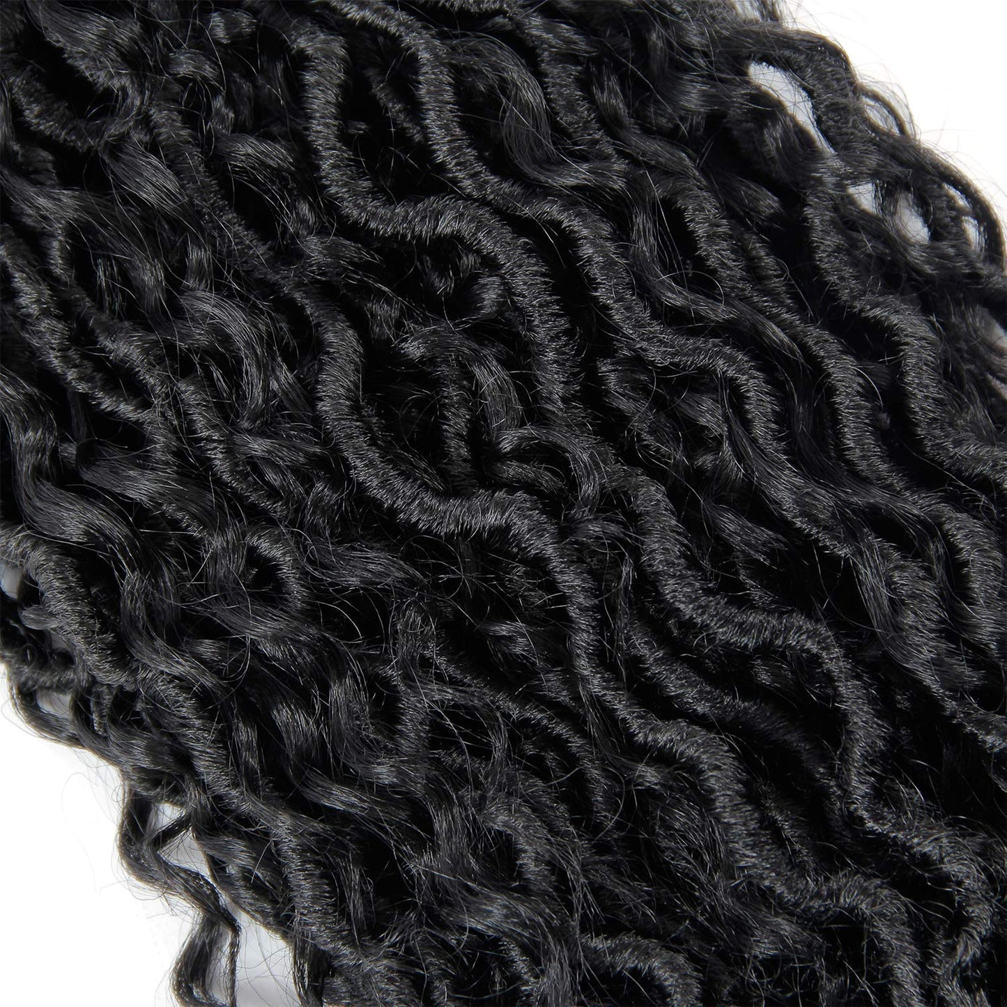 New Goddess Locs Crochet Hair Extensions 18Inch Pre-looped River Fauxs Locs Wavy Curly Fauxlocs Bohemian Crochet Braids 4Packs(1B, 18inch) …