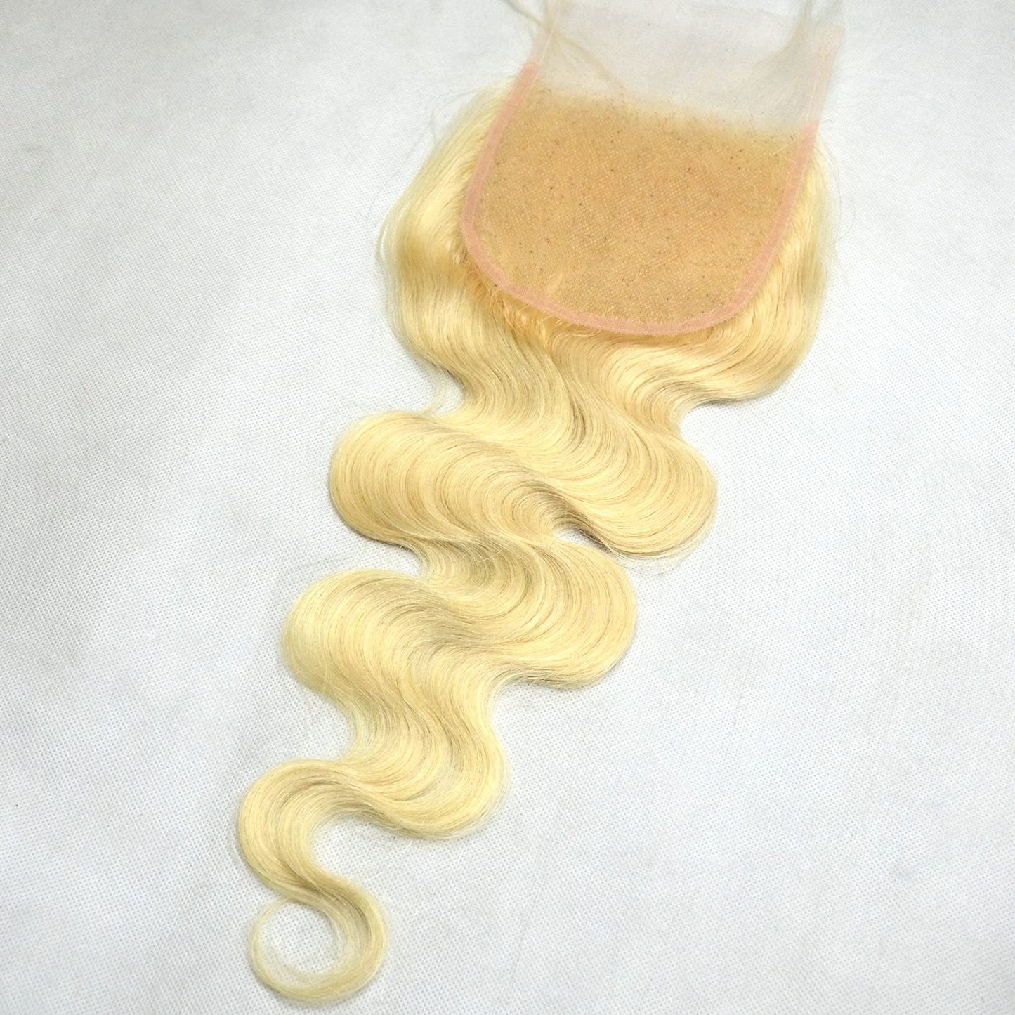 BLUPLE 613 Blonde 5x5 Lace Closure Body Wave Brazilian Virgin Human Hair Free Part with Baby Hair Bleached Knots Pre Plucked Natural Hairline 18 Inch