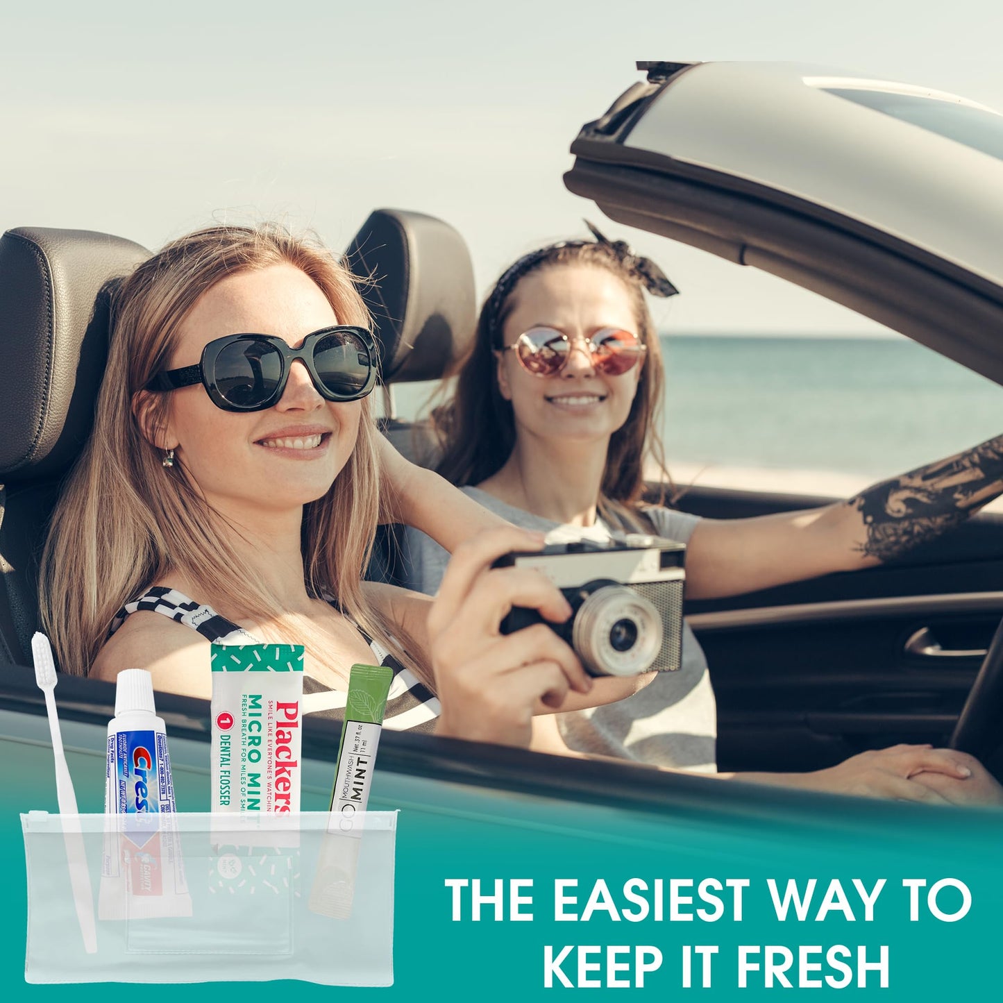 Travel-Sized Adult Dental Care Kit Bulk, TSA-Compliant Oral Care Bag Includes a Toothbrush, Floss Picks, Toothpaste, and Mint mouthwash