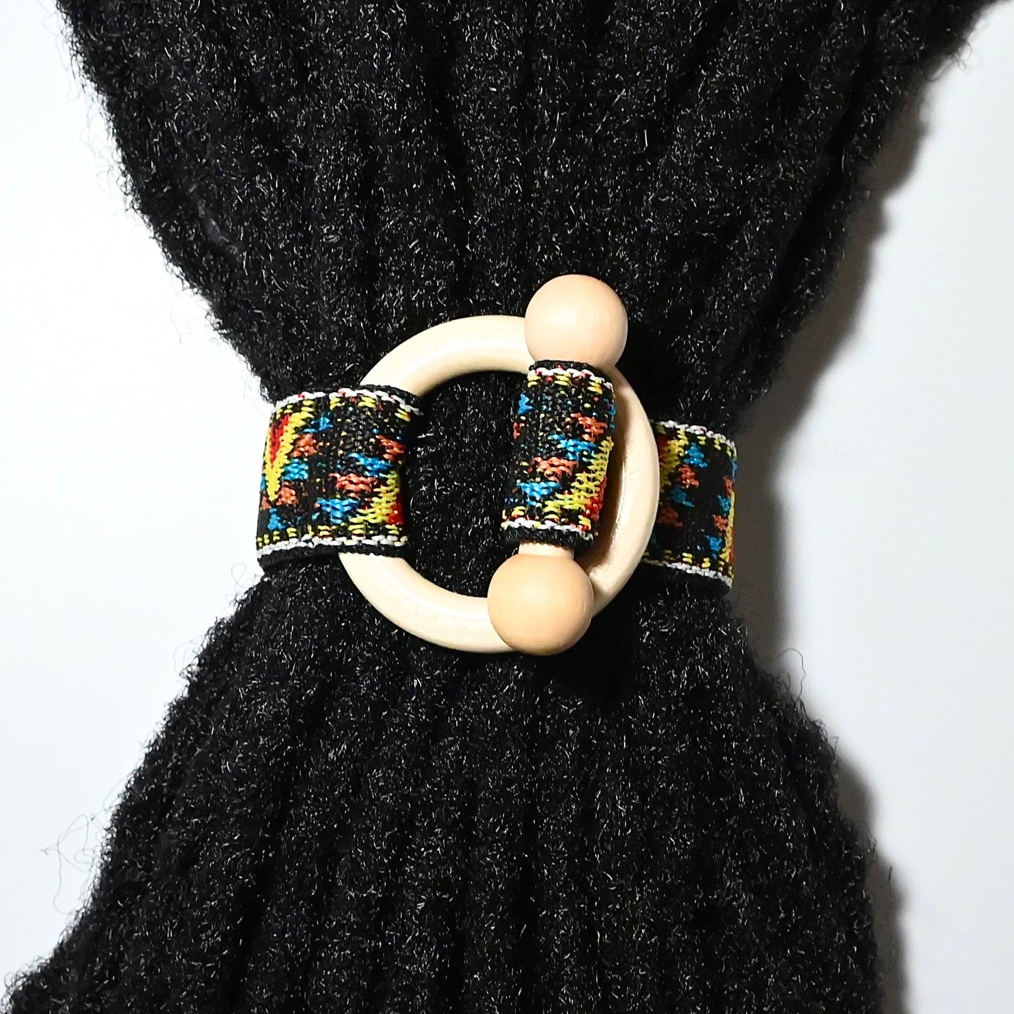 2 Pcs Toggle Hair Tie Dreadlock Accessories elastic ribbon Embedded Ponytail Holders Colorful Bohemian Style Loc Hair Accessories Long Dread Bands for Women Men (Rainbow,Yellow)