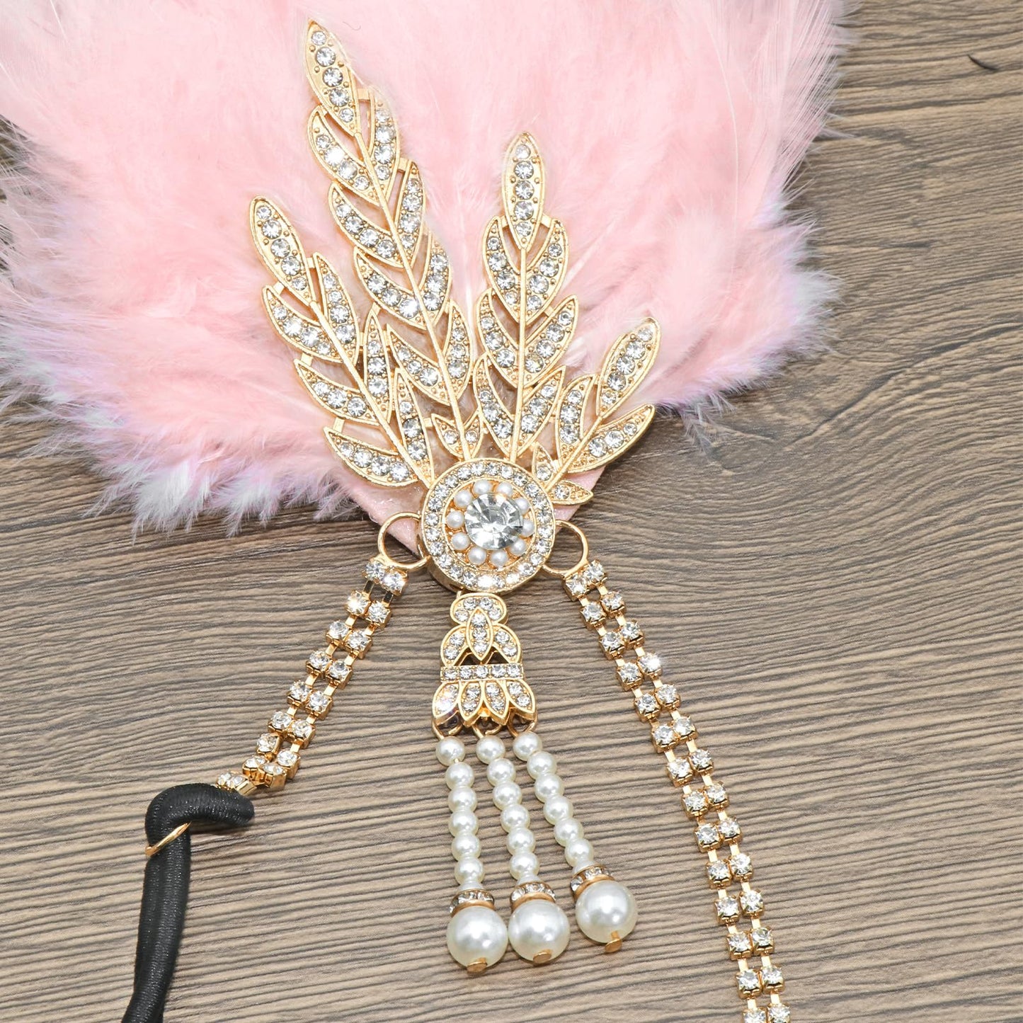 VENOFEN 1920s Flapper Headpiece Pink Feather Gatsby Headband Great Gatsby Headpiece Roaring 20s Feather Headpiece Pearl Tassel 20s Accessories for Women and Girls