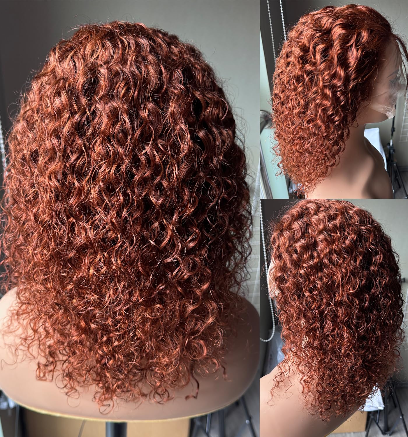 TopSilky Reddish Brown Lace Front Wigs Human Hair 13X6 Curly Lace Front Human Hair Wig 180% Density Auburn Brown Kinky Curly HD Transparent Lace Front Human Hair Wig Pre Plucked 12 Inch
