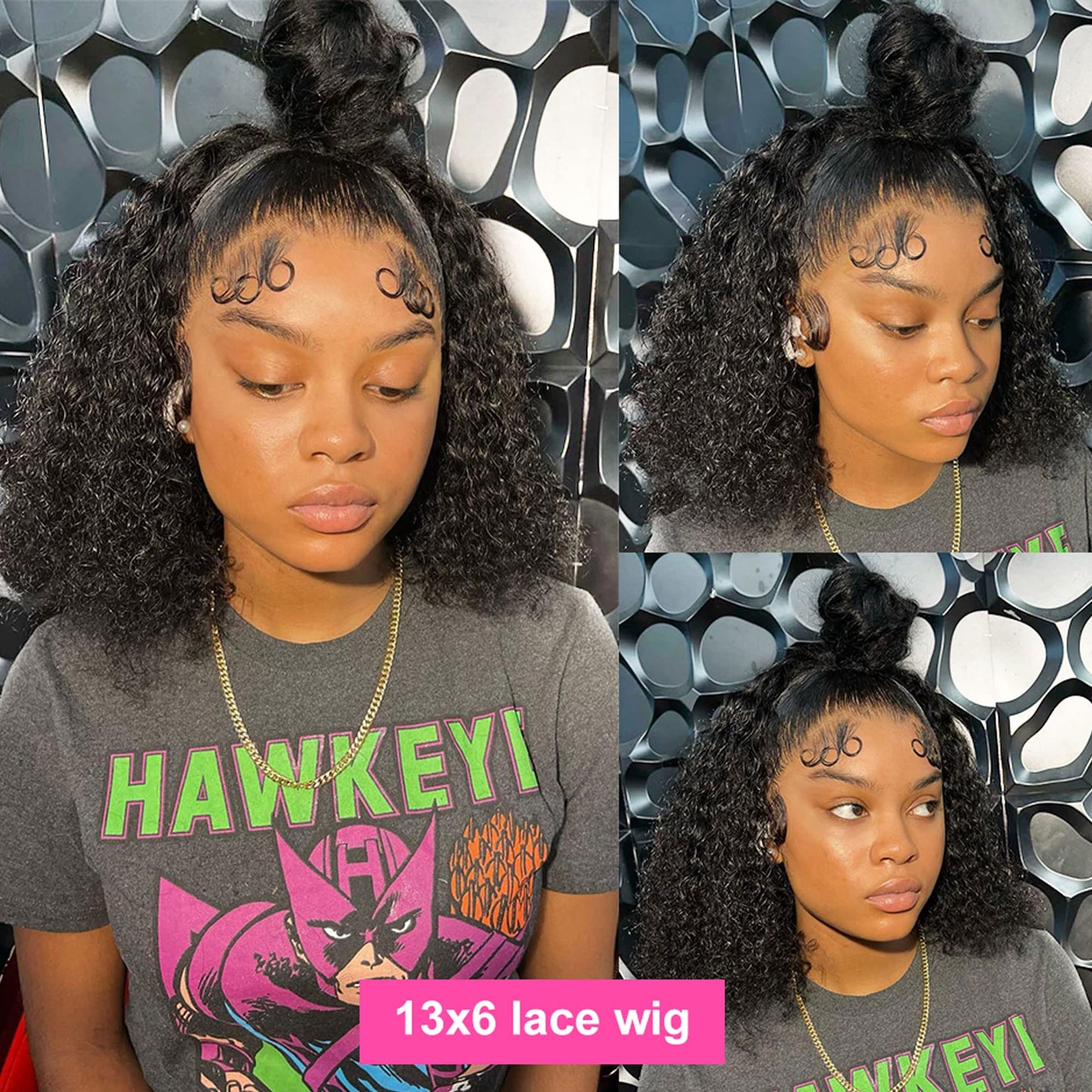 Venice Hair 13x6 Lace Front Human Hair Wigs for Black Women Virgin Curly Human Hair Wigs Short Lace Frontal Wig Pre Plucked with Baby Hair (14 inch, 150% density)
