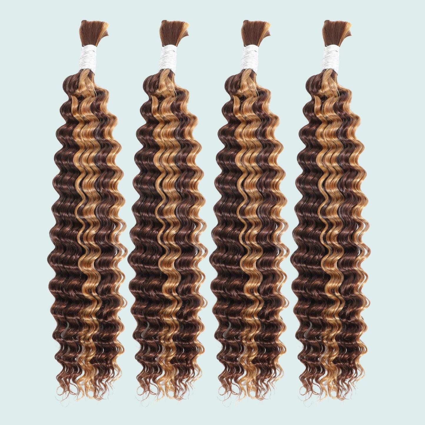 AUROO 10A Braiding Hair Deep Wave Bulk Human Hair For Braiding 24In,No Weft Honey Blonde Highlight Ombre Bundles Curly Micro Braiding Hair For Boho Knotless Braids 100% Virgin Human Braiding Hair 100g