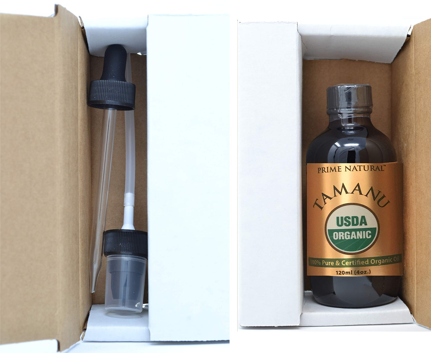 Prime Natural Organic Tamanu Oil - USDA Certified, 100% Pure, Cold Pressed, Unrefined, Virgin (4oz / 120ml) for Face, Hair & Skin Care - Natural Moisturizer