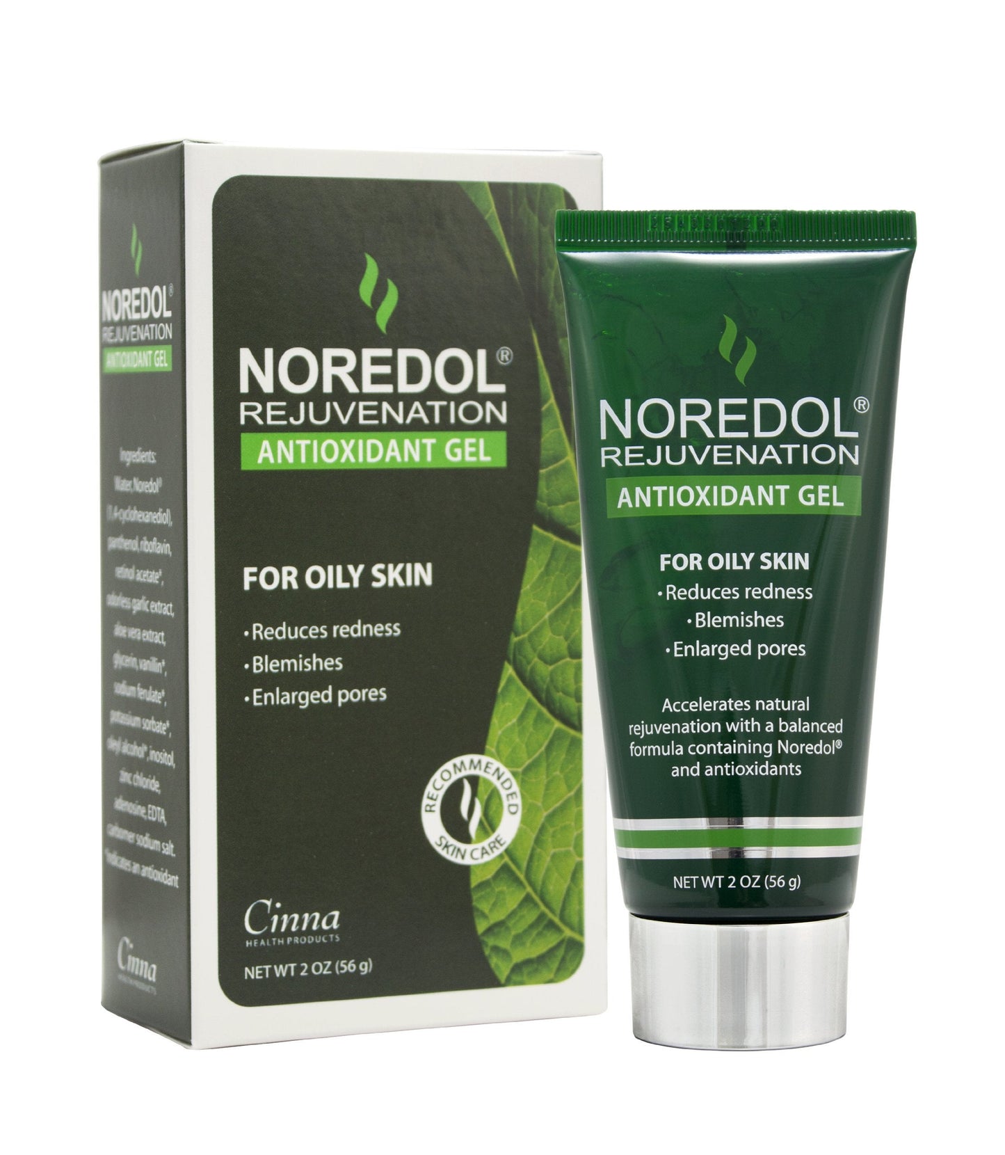 Noredol Rejuvination Antioxidant Gel - Face Moisturizer for Oily Skin, Non-greasy, Redness Relief 2 oz.