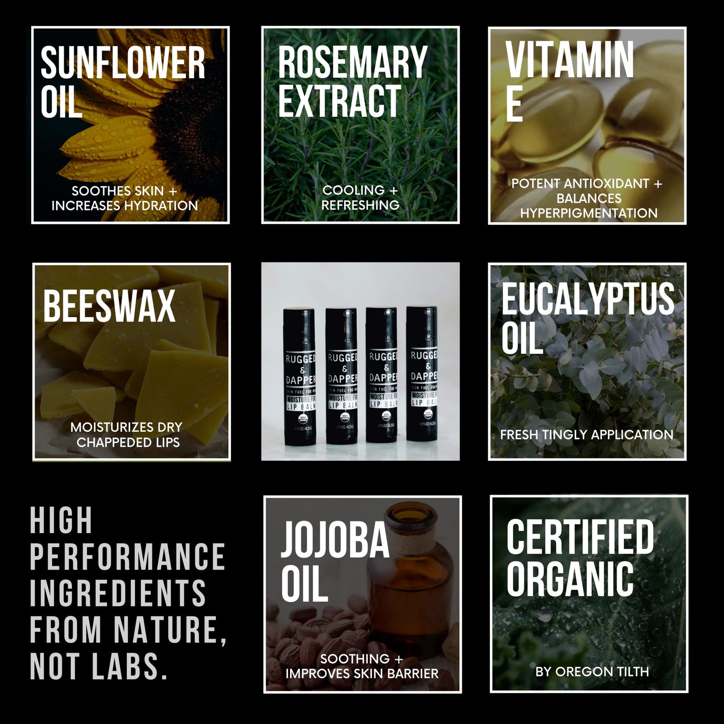 RUGGED & DAPPER Hydration Remedy Lip Balm, Age Defense Face Cream & Age Defense Eye Complex