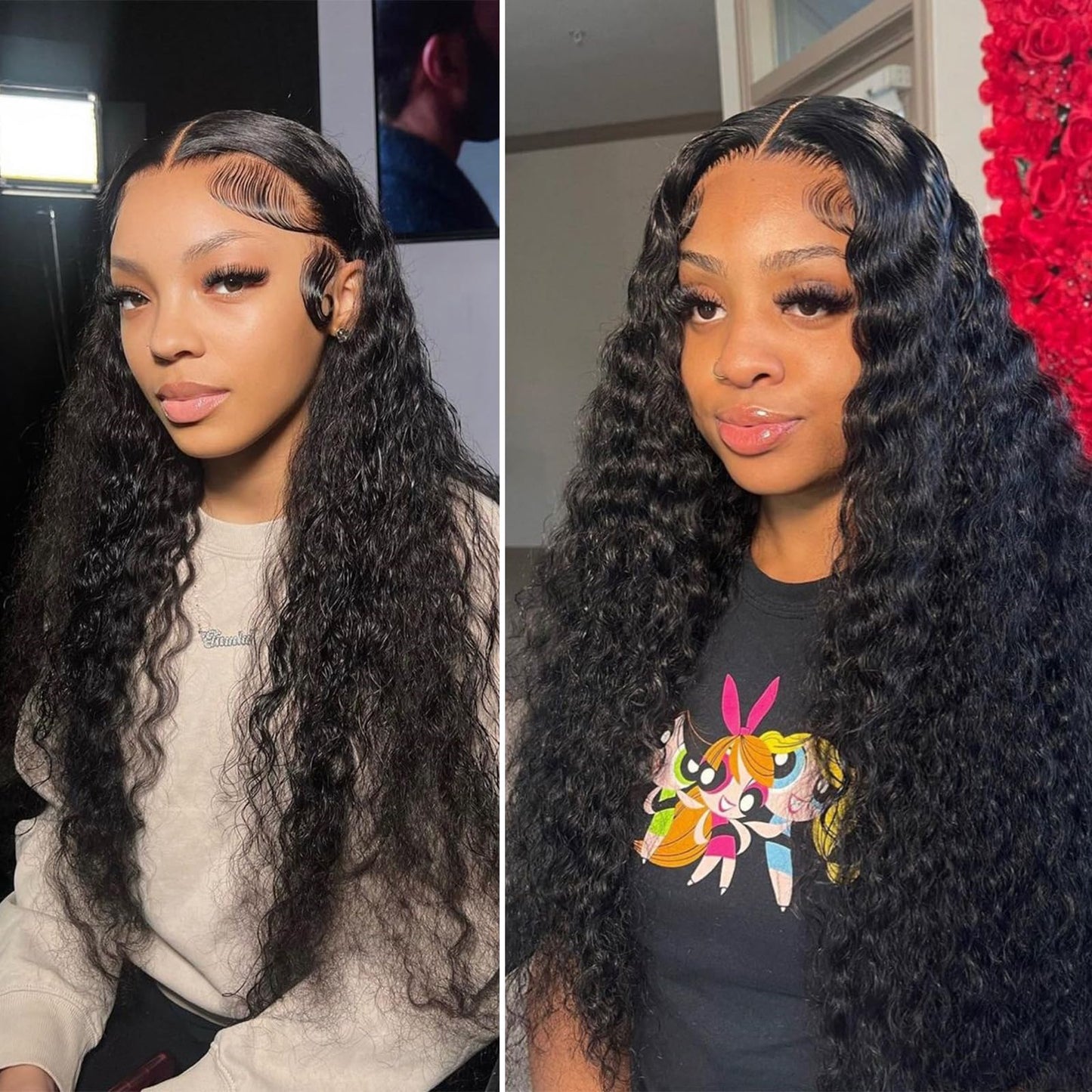Tendersse Deep Wave Lace Front Wigs Human Hair Brazilian 10A Virgin Hair Pre Plucked Human Hair Wigs With Baby Hair 150% Density Nature Color Human Hair Wigs For Black Women(22inch)