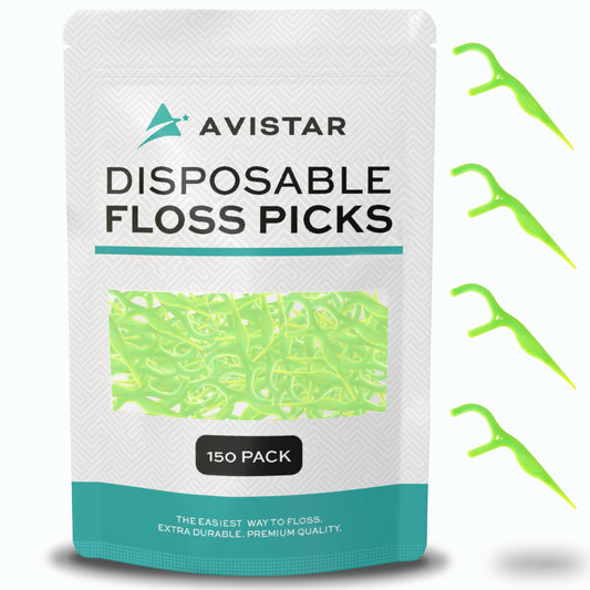 150 Travel Floss Picks Bulk - Green Easy Grip Disposable Floss Picks - Dental Floss Pick - Smooth Strong Dental Flossers for Teeth - Gently Removes Plaque & Food Particles Between Teeth