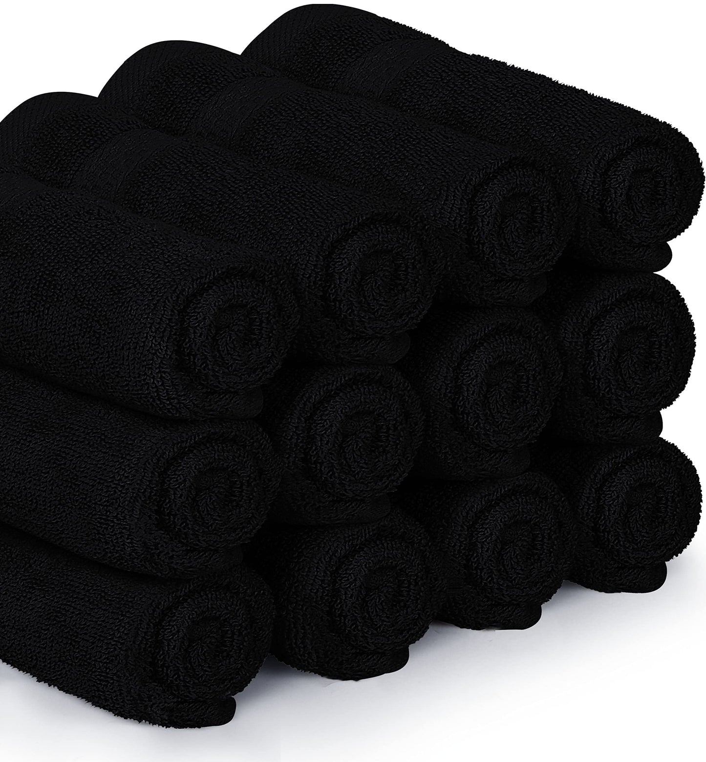 Utopia Towels [12 Pack Premium Wash Cloths Set (12 x 12 Inches) 100% Cotton Ring Spun, Highly Absorbent and Soft Feel Essential Washcloths for Bathroom, Spa, Gym, and Face Towel (Black)